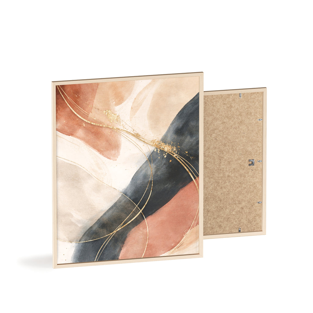 Abstract Gold Arc Framed Poster Modern Watercolor Wall Art