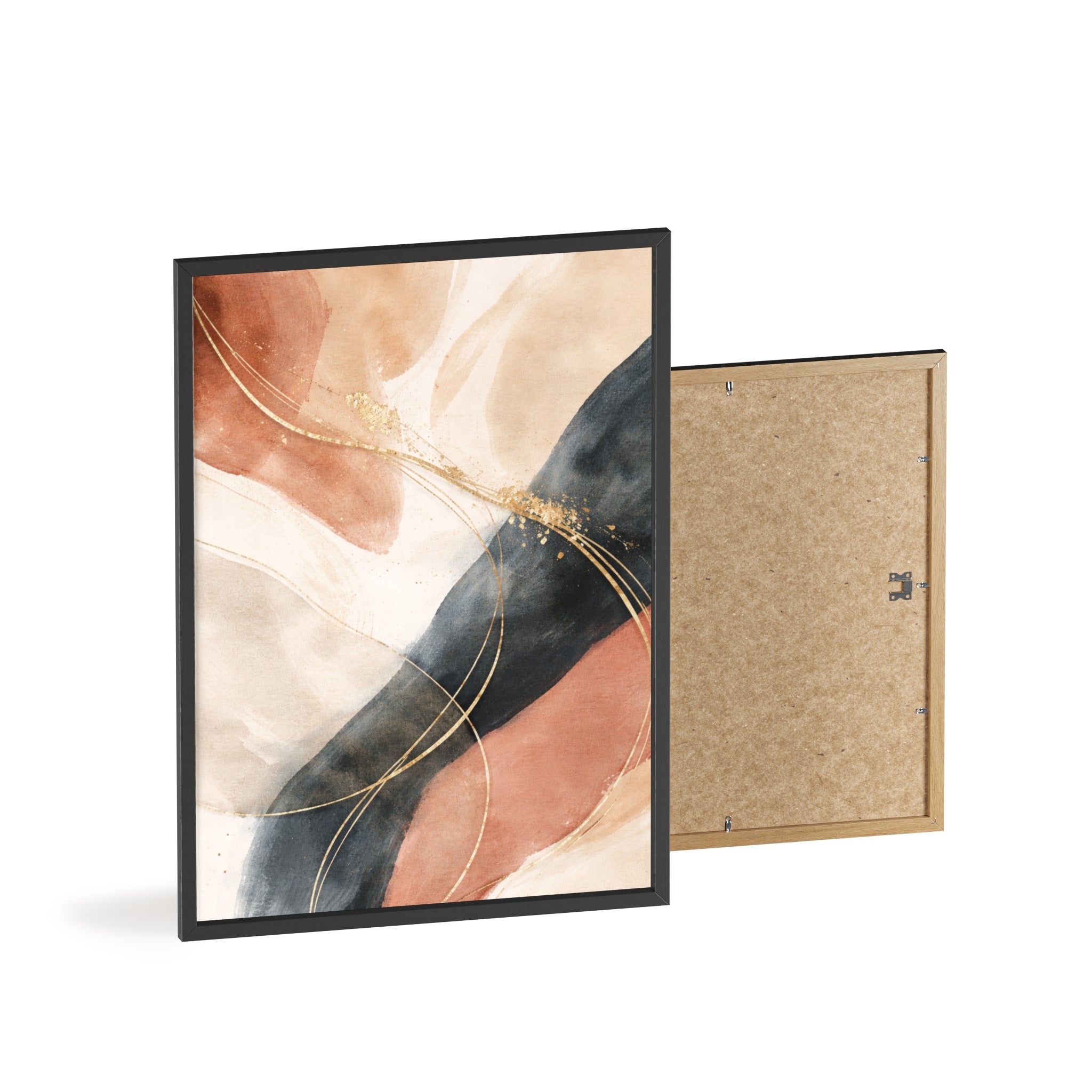 Abstract Gold Arc Framed Poster Modern Watercolor Wall Art