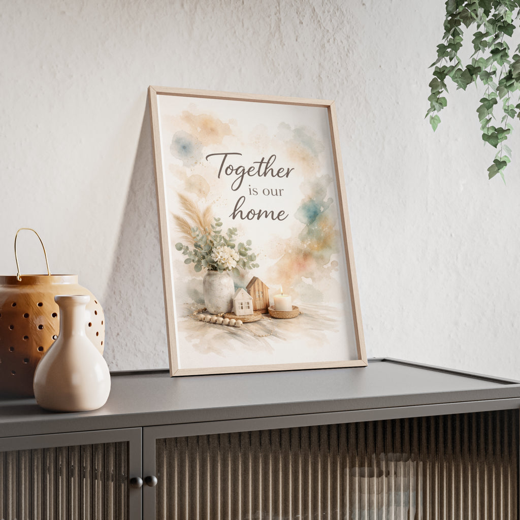 Together Is Our Home Framed Poster Cozy Watercolor Floral Wall Art