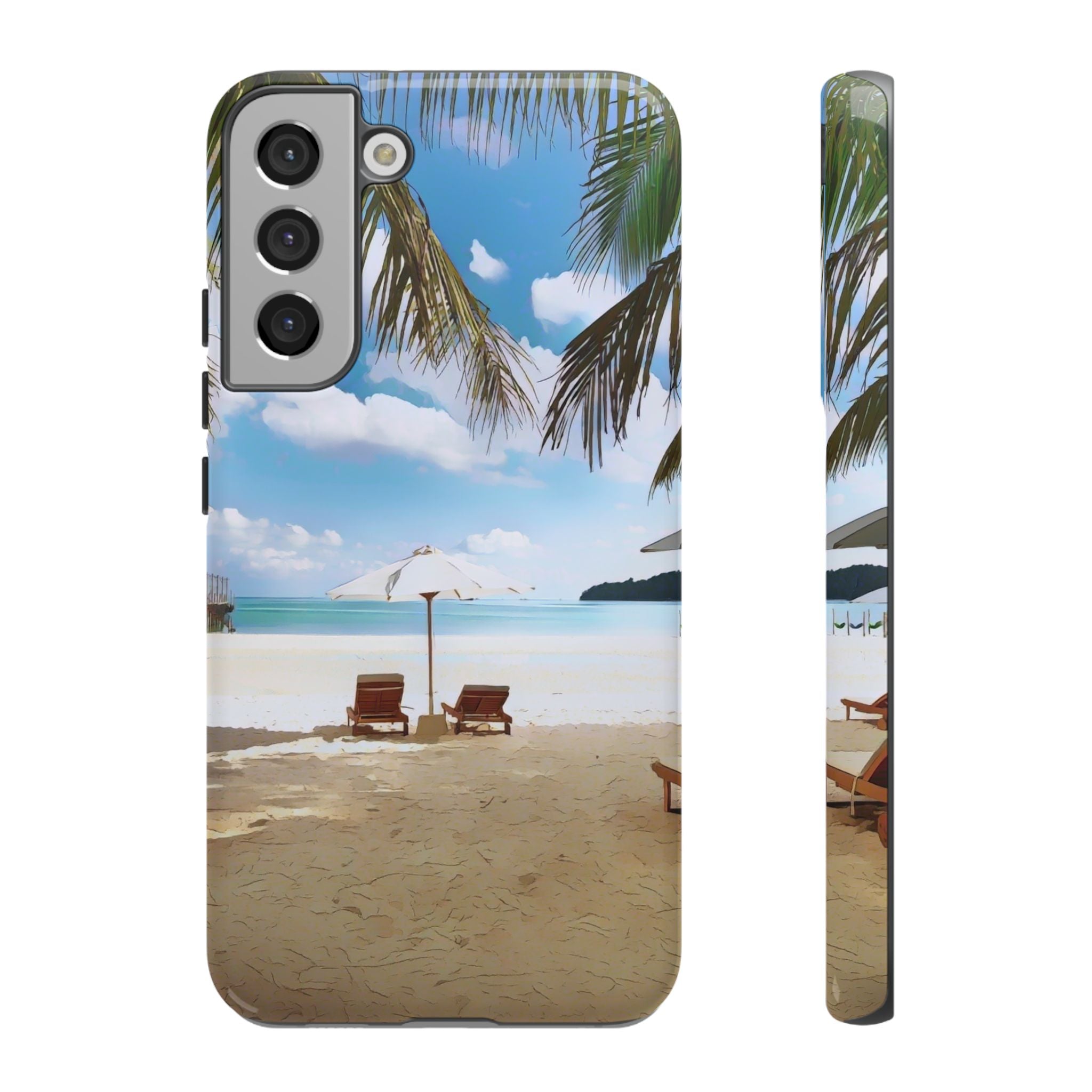 Beach Paradise Tropical Palm Beach Scene Tough Phone Case