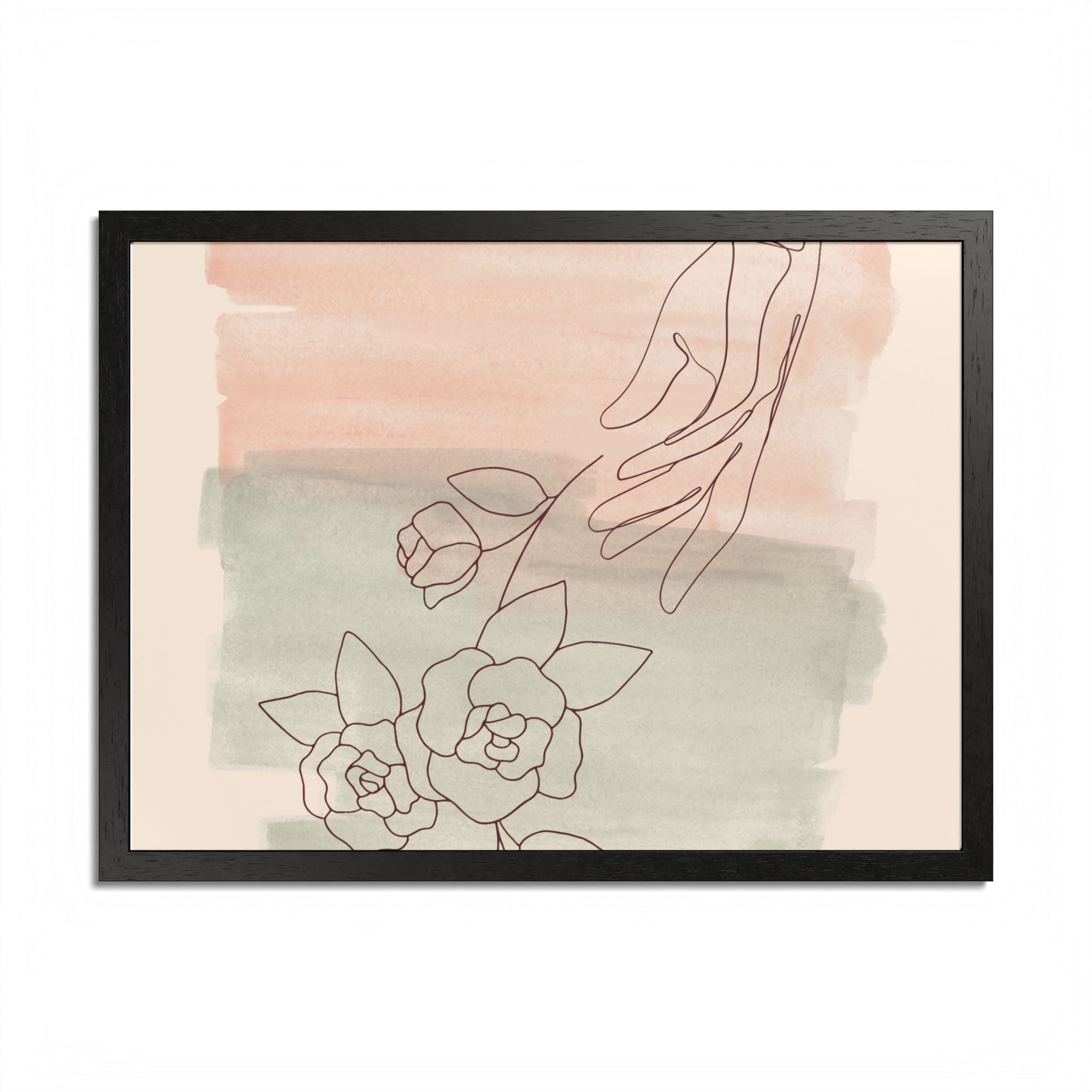 Hand Reaching for Flowers Framed Poster