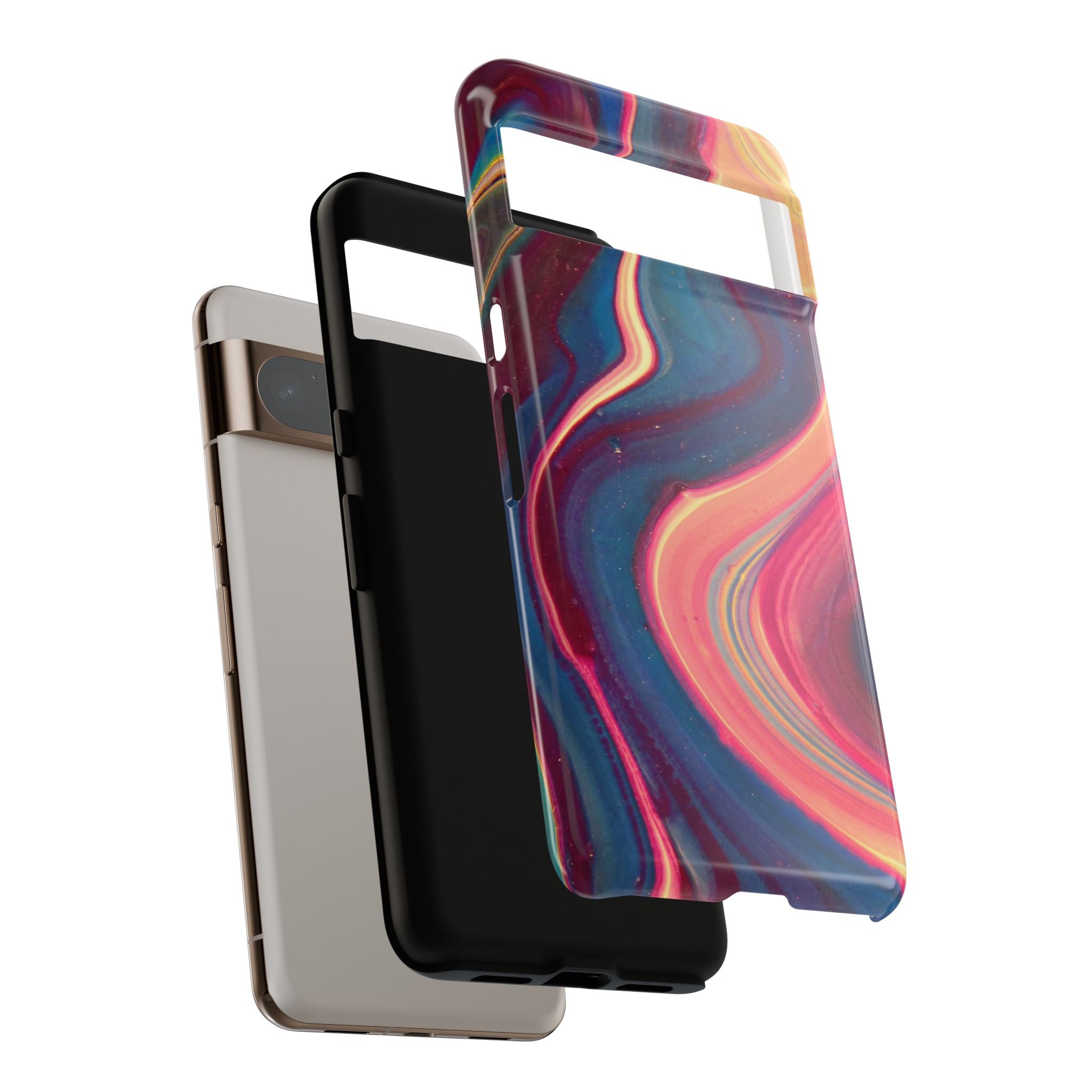 Colorful Wavy Marble Swirl Protective Phone Case
