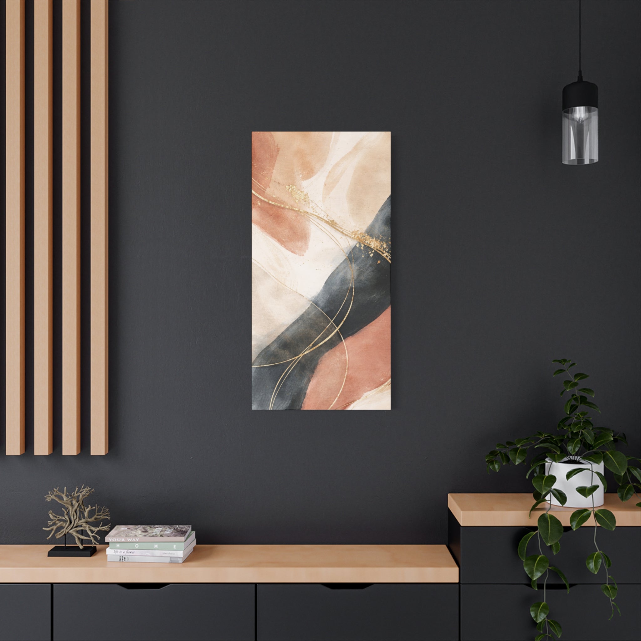 Abstract Blush & Gold Matte Canvas Print