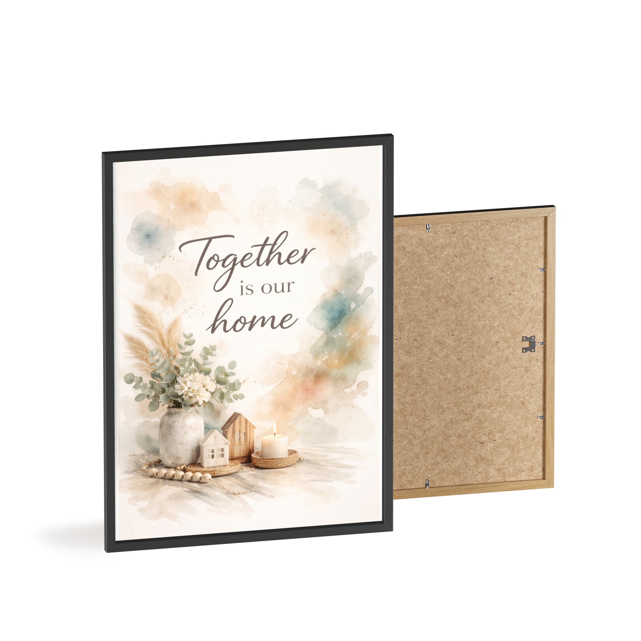 Together Is Our Home Framed Poster Cozy Watercolor Floral Wall Art