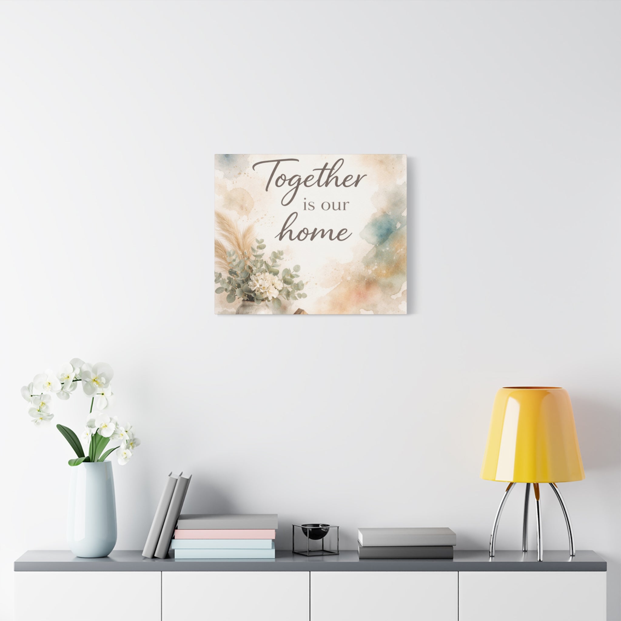 Together Is Our Home Floral Inspirational Decor Canvas Wall Art