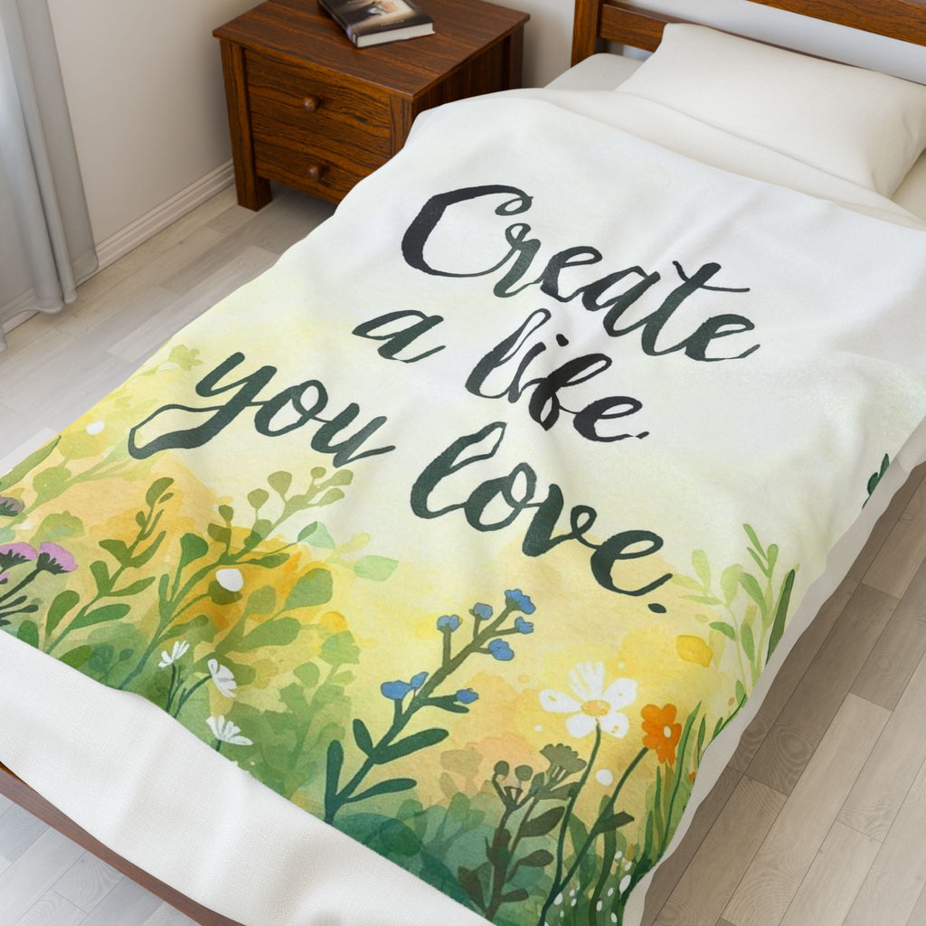 Create a Life You Love Velveteen Plush Blanket