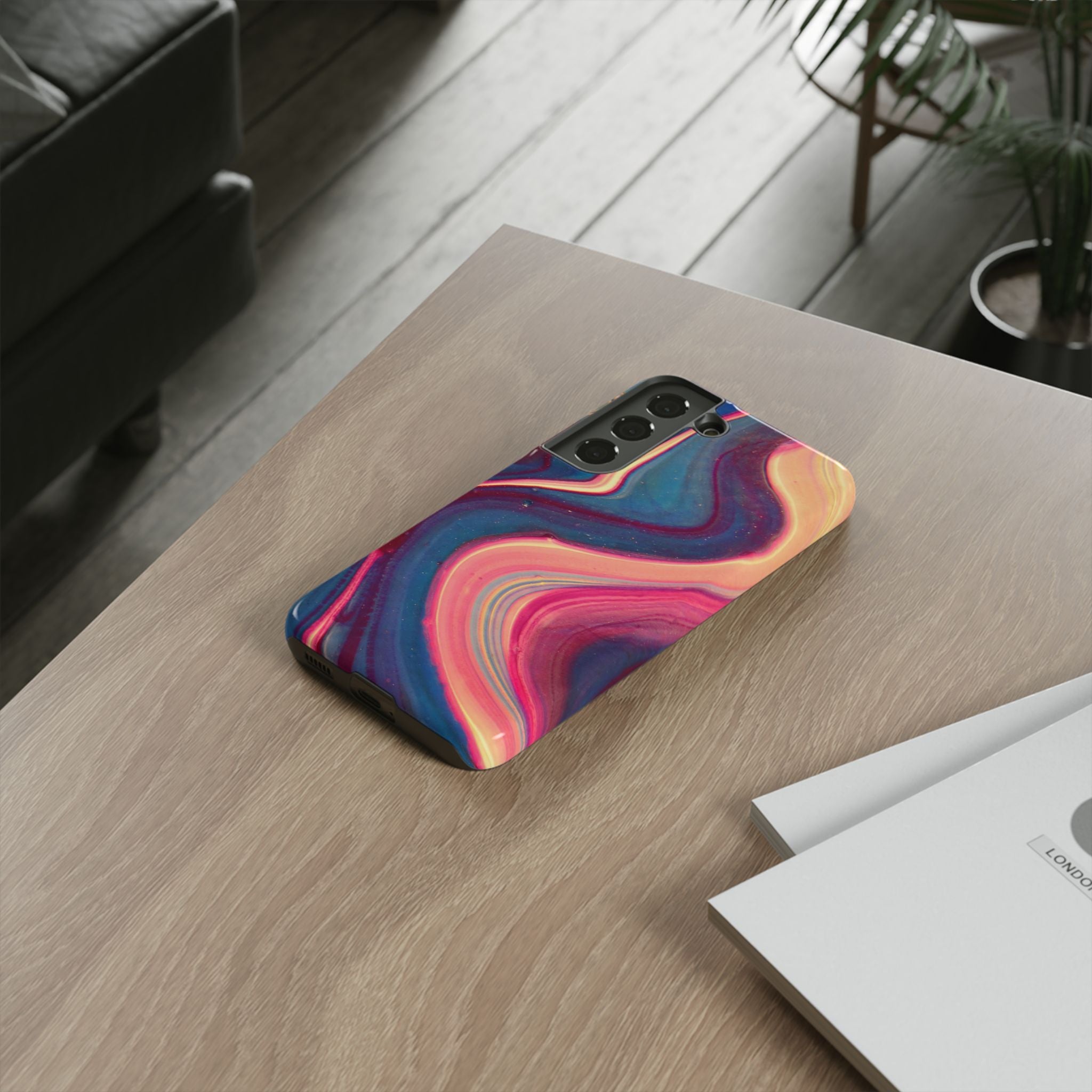 Colorful Wavy Marble Swirl Protective Phone Case