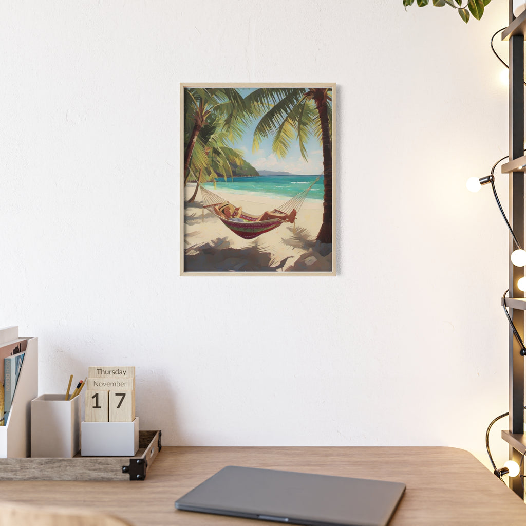 Tropical Beach Hammock Framed Poster