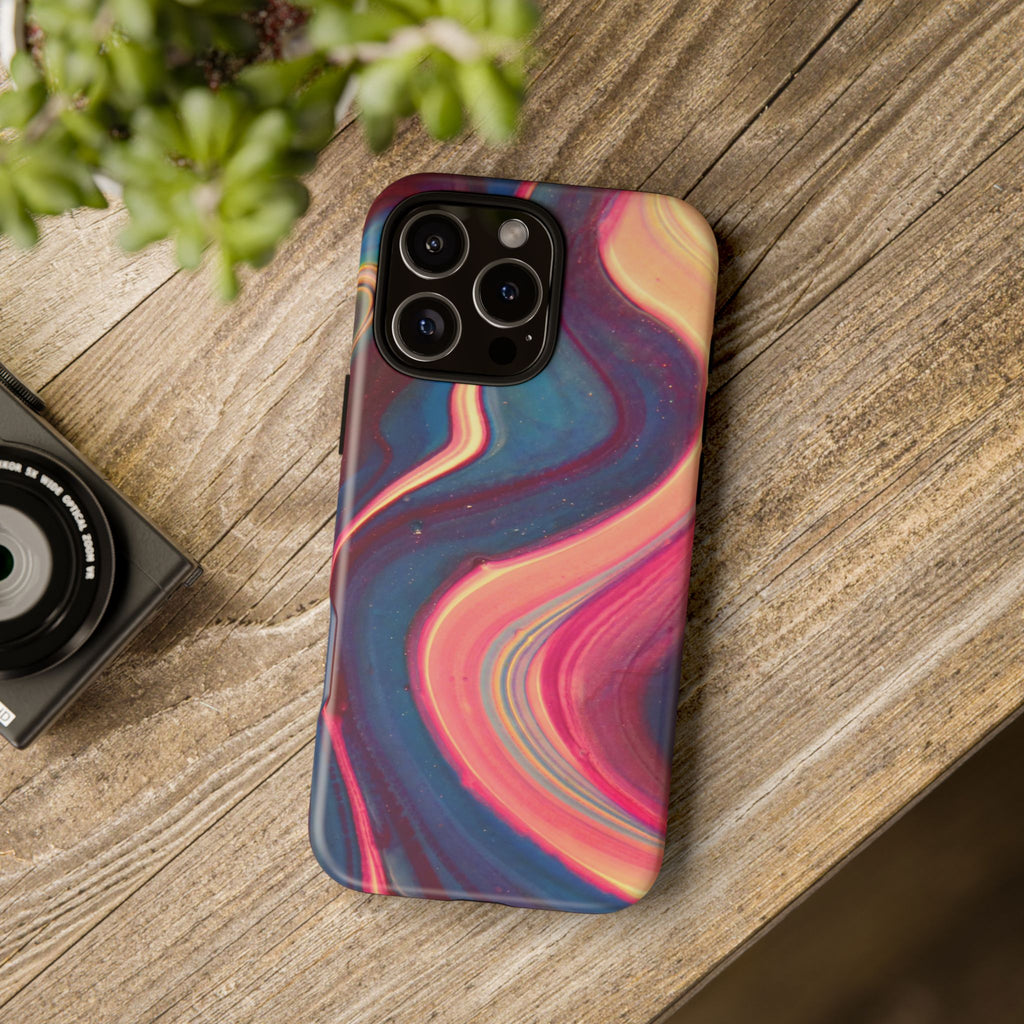 Colorful Wavy Marble Swirl Protective Phone Case