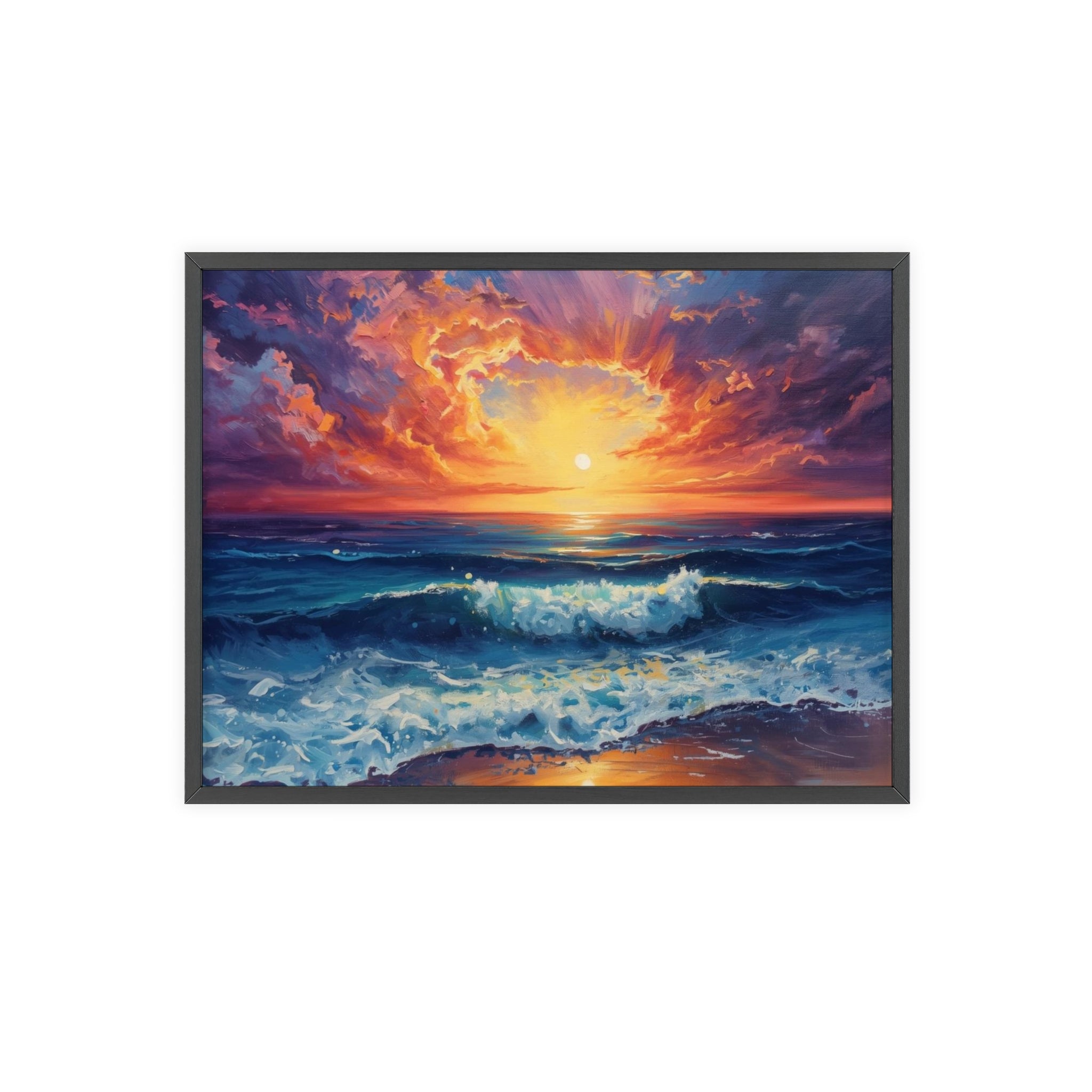 Sunset Ocean Vibrant Seascape Framed Poster
