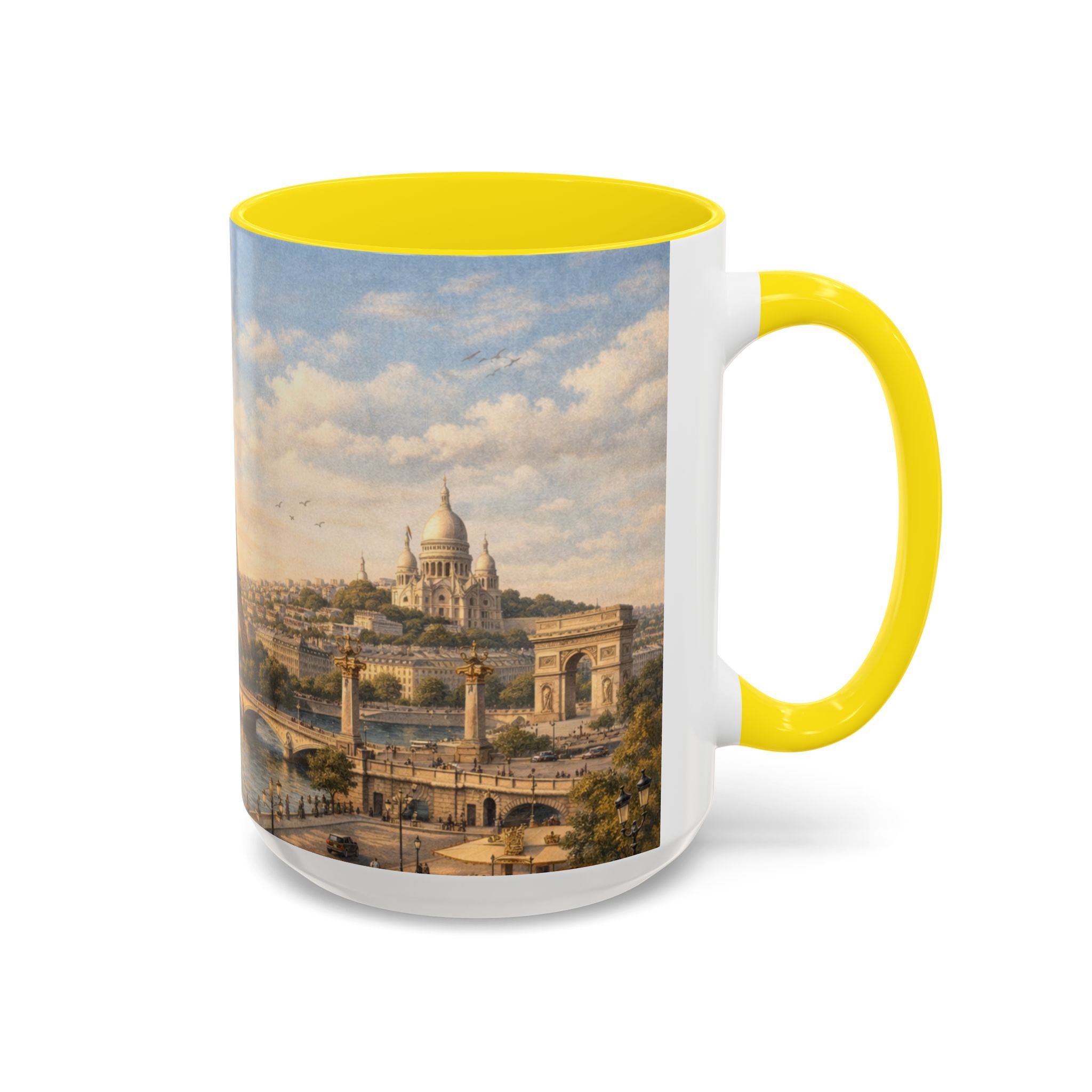 Paris Vintage Skyline Coffee Mug Eiffel Tower and Sacré‑Cœur