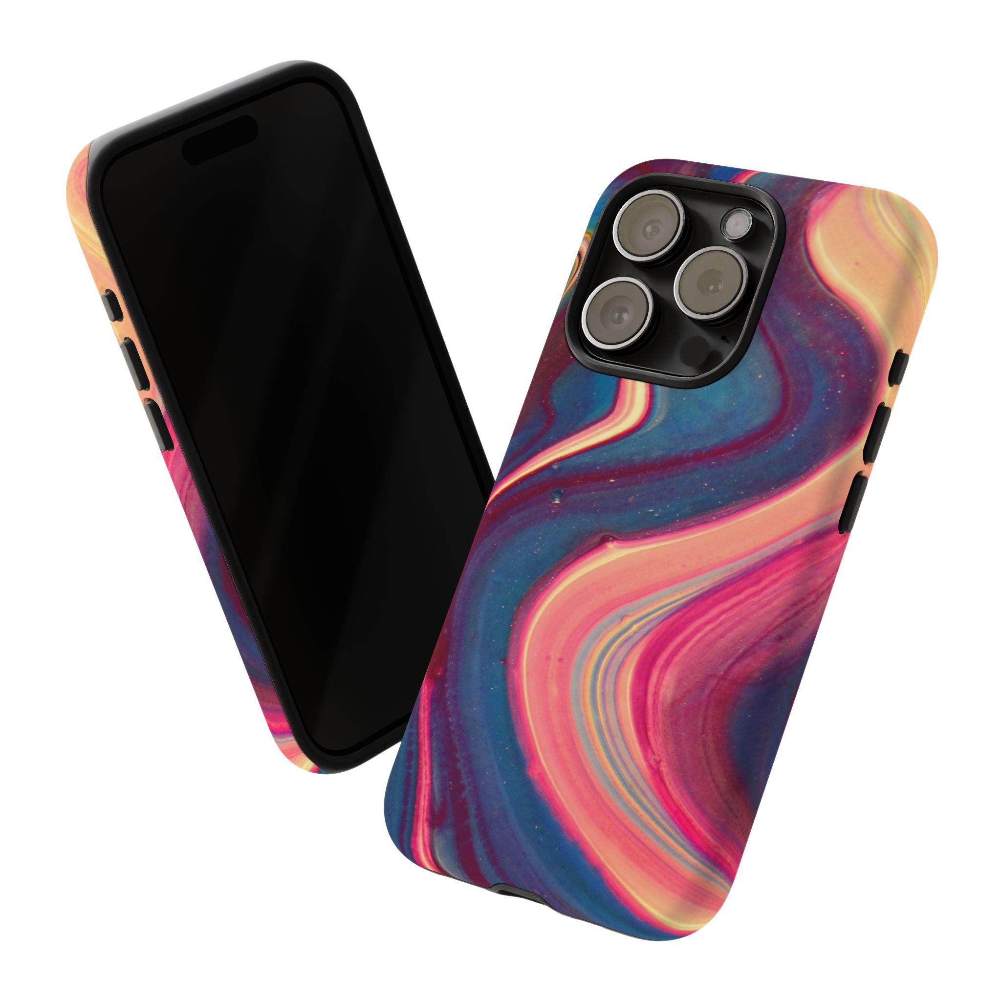 Colorful Wavy Marble Swirl Protective Phone Case