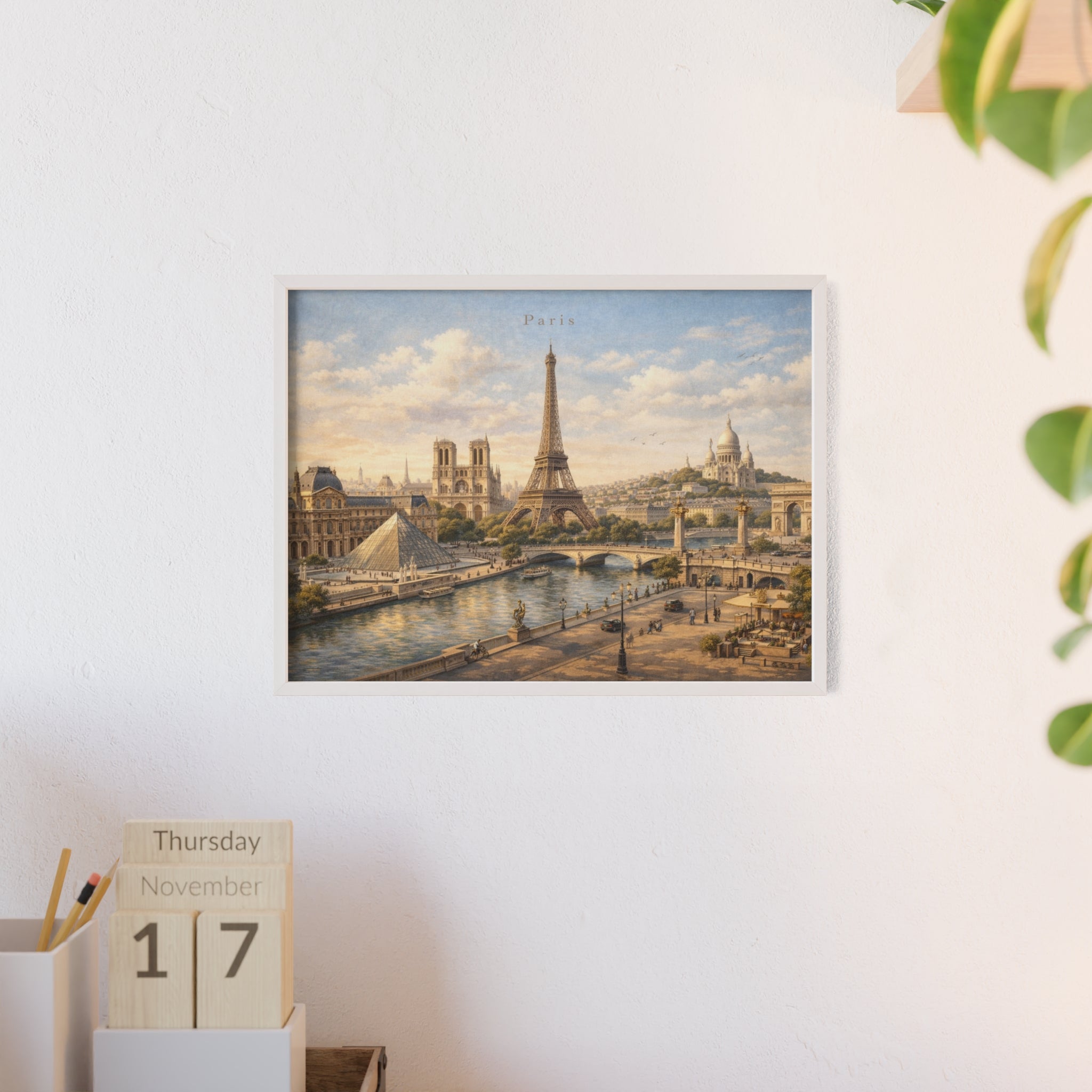 Paris Eiffel Tower Wood Framed Poster