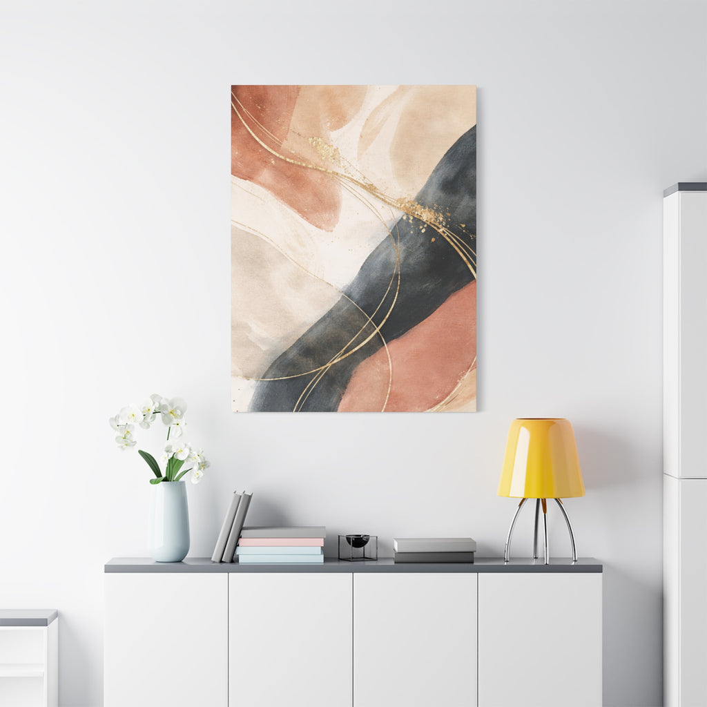 Abstract Blush & Gold Matte Canvas Print