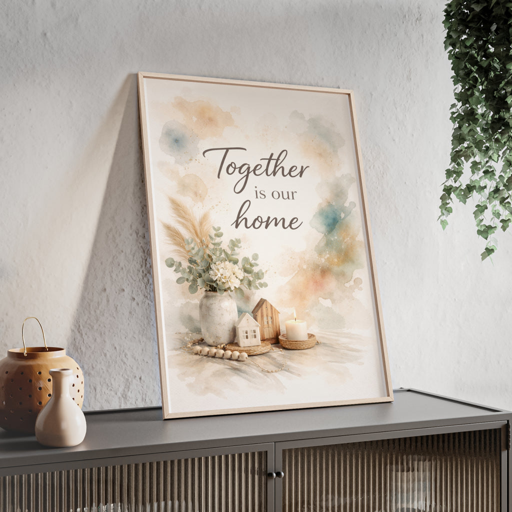 Together Is Our Home Framed Poster Cozy Watercolor Floral Wall Art