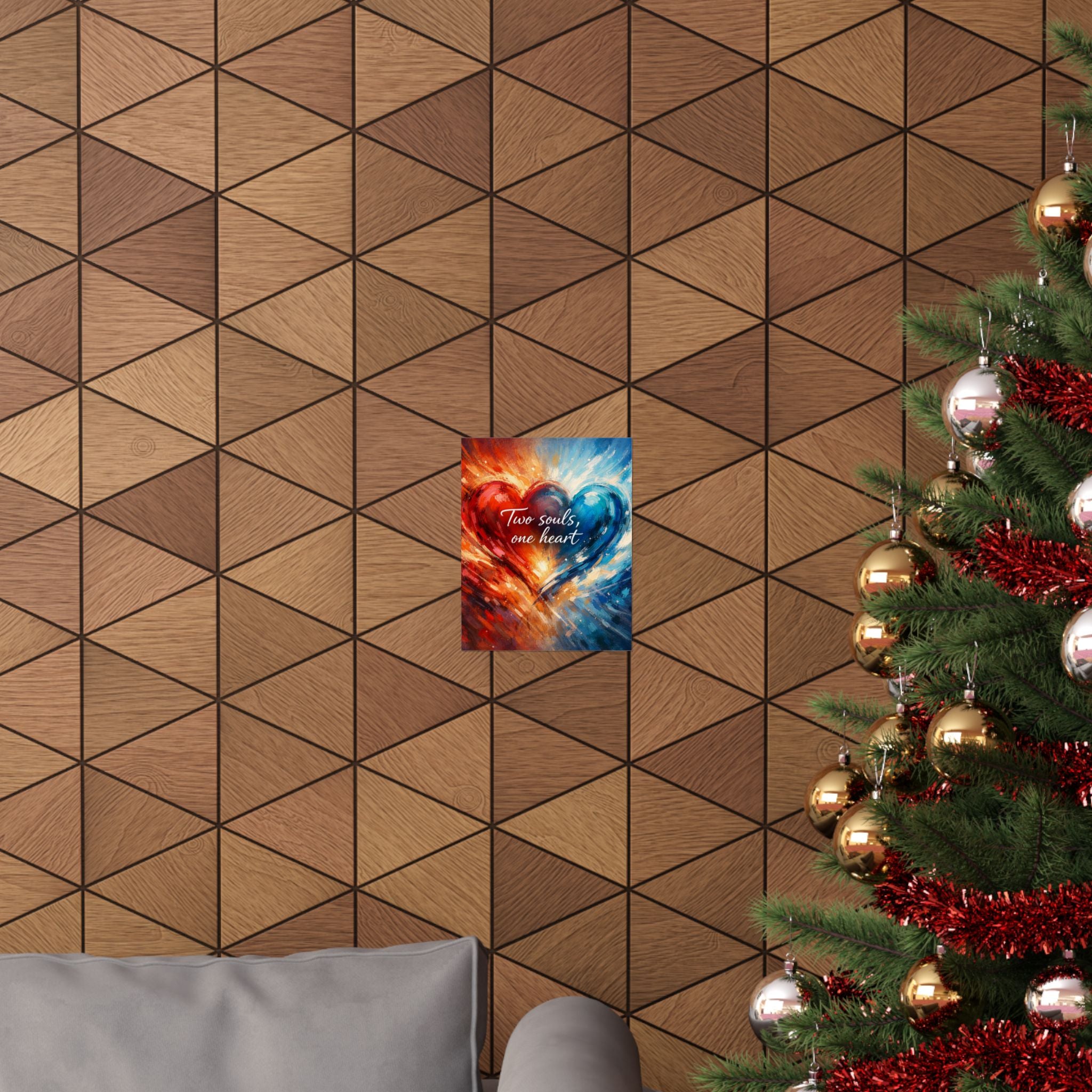 Two Souls One Heart Abstract Red and Blue Heart Matte Poster