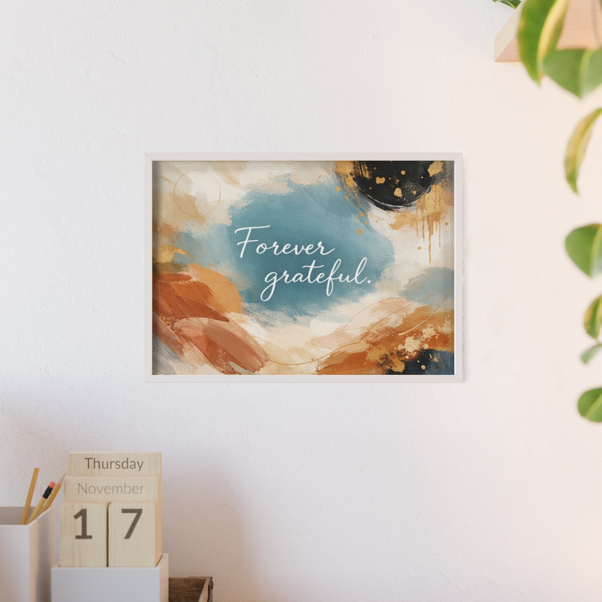 Forever Grateful Framed Poster Abstract Watercolor Wall Art