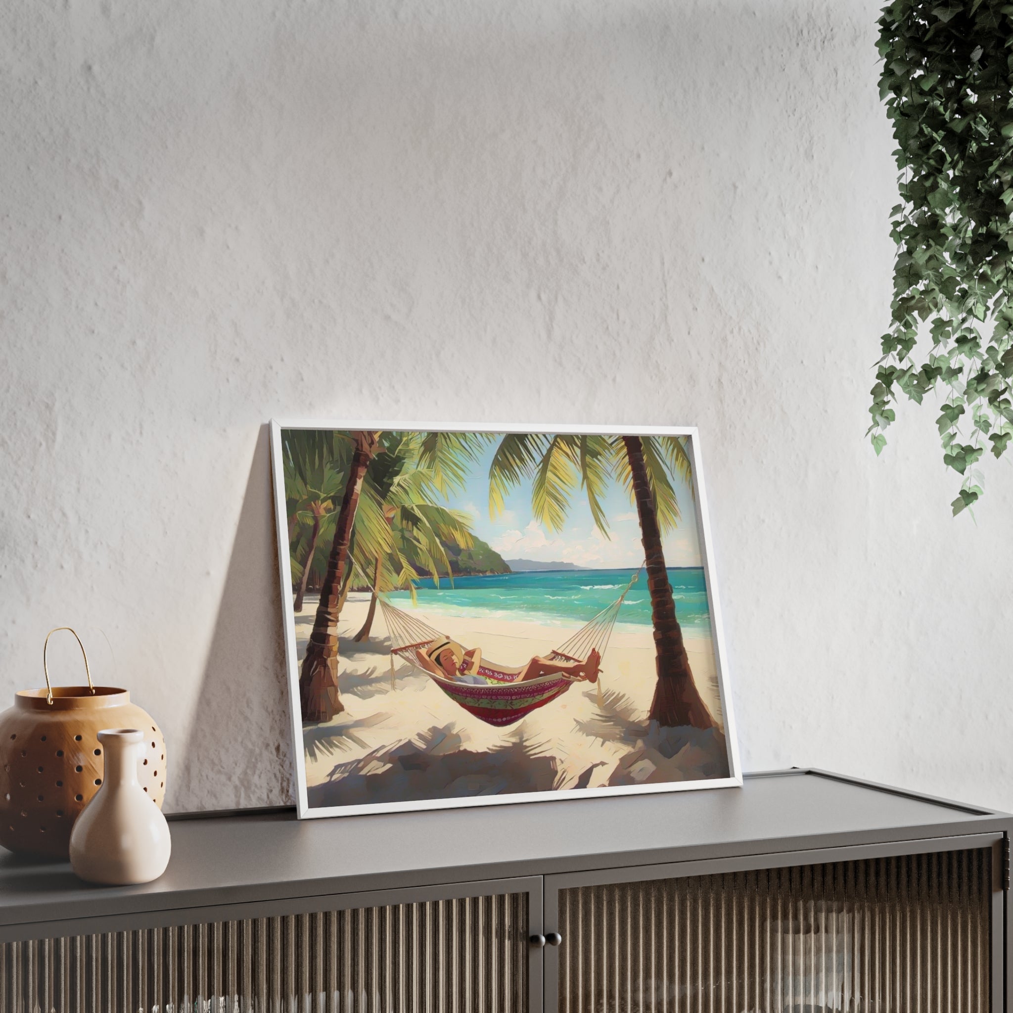 Tropical Beach Hammock Framed Poster