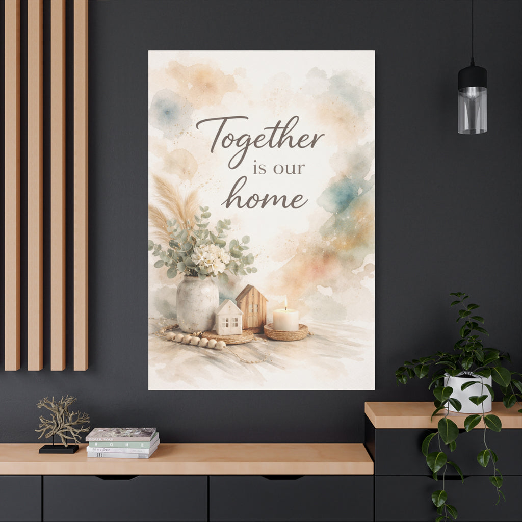 Together Is Our Home Floral Inspirational Decor Canvas Wall Art