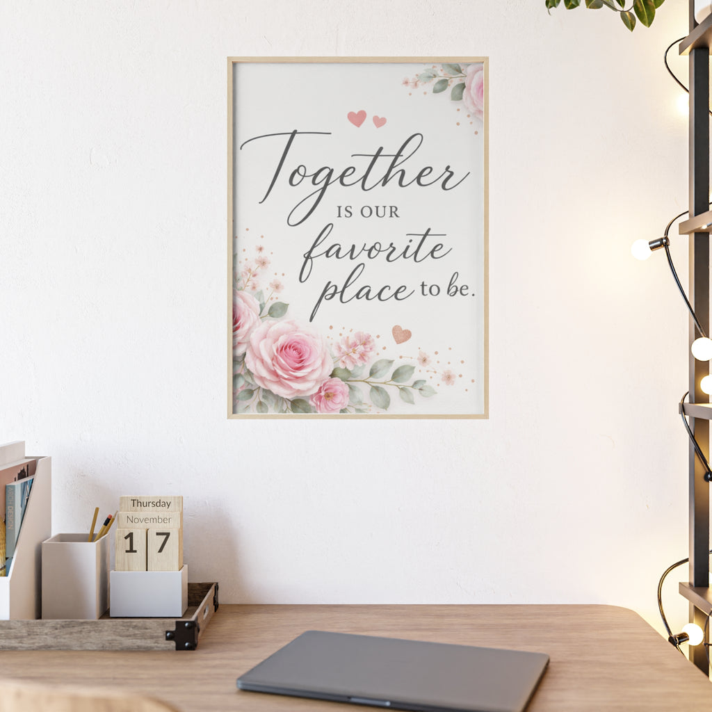 Together Is Our Favorite Place To Be Framed Floral Wall Art