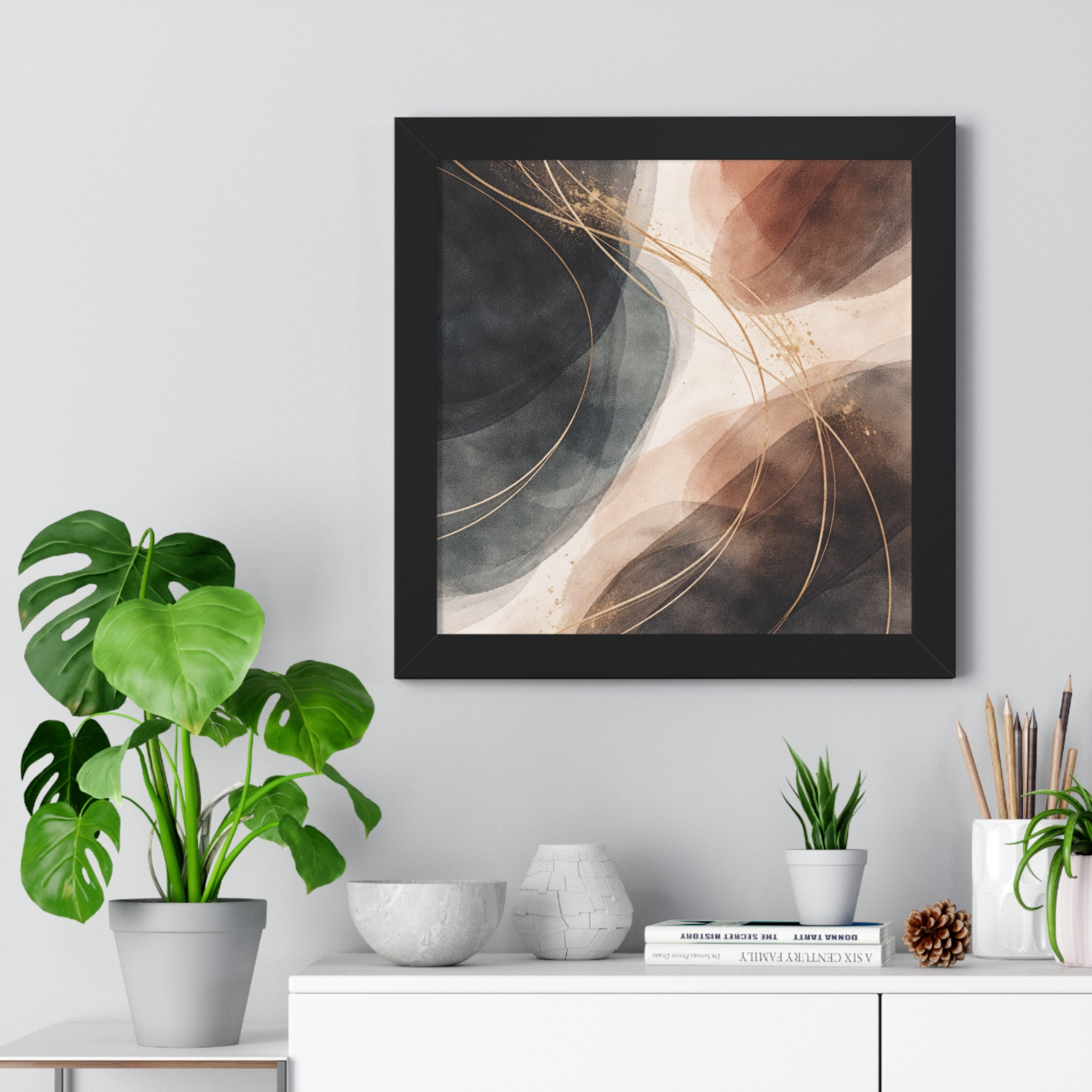 Abstract Earth Tones Framed Poster Modern Organic Wall Art Print