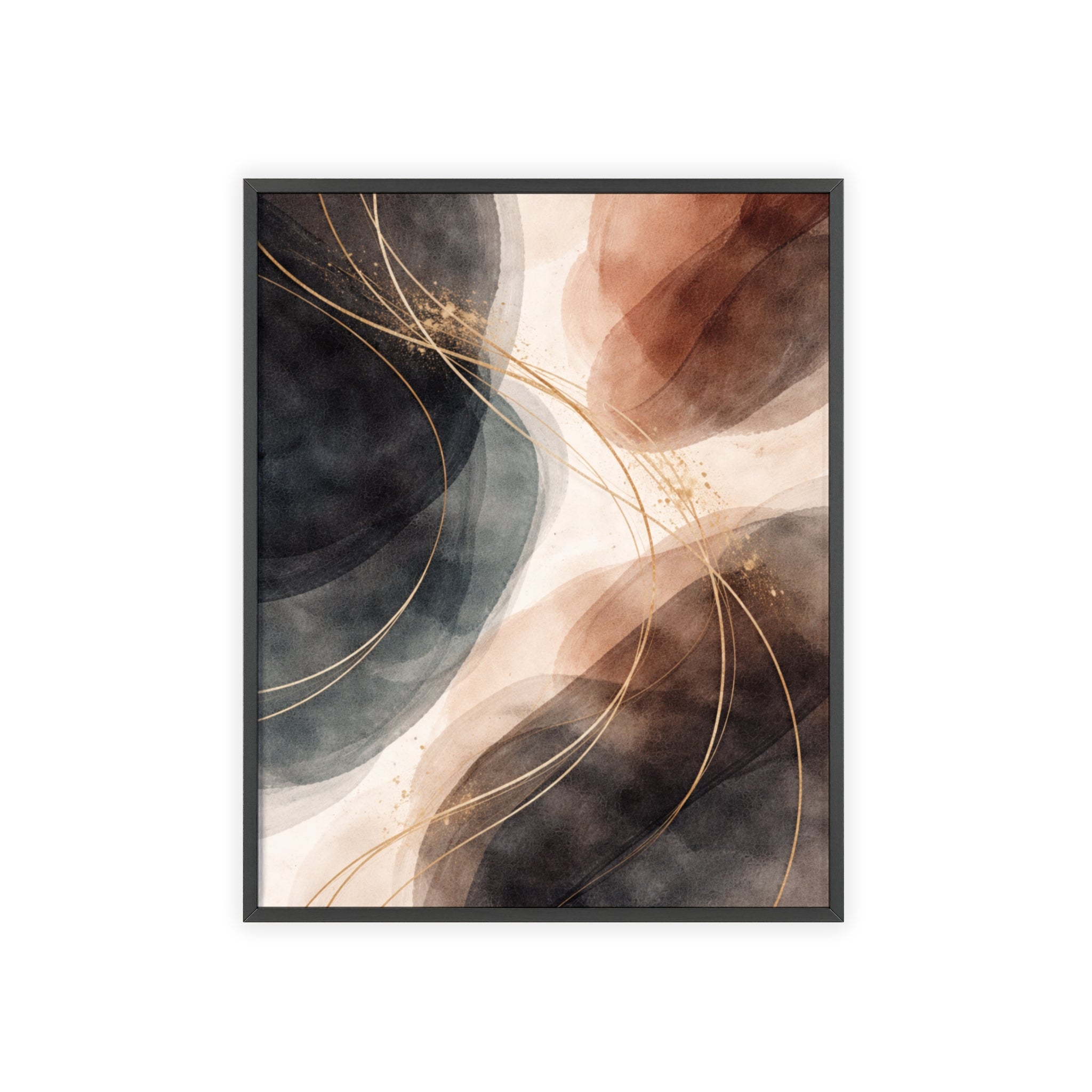 Abstract Earth Tones Poster with Wooden Frame Modern Minimal Wall Art