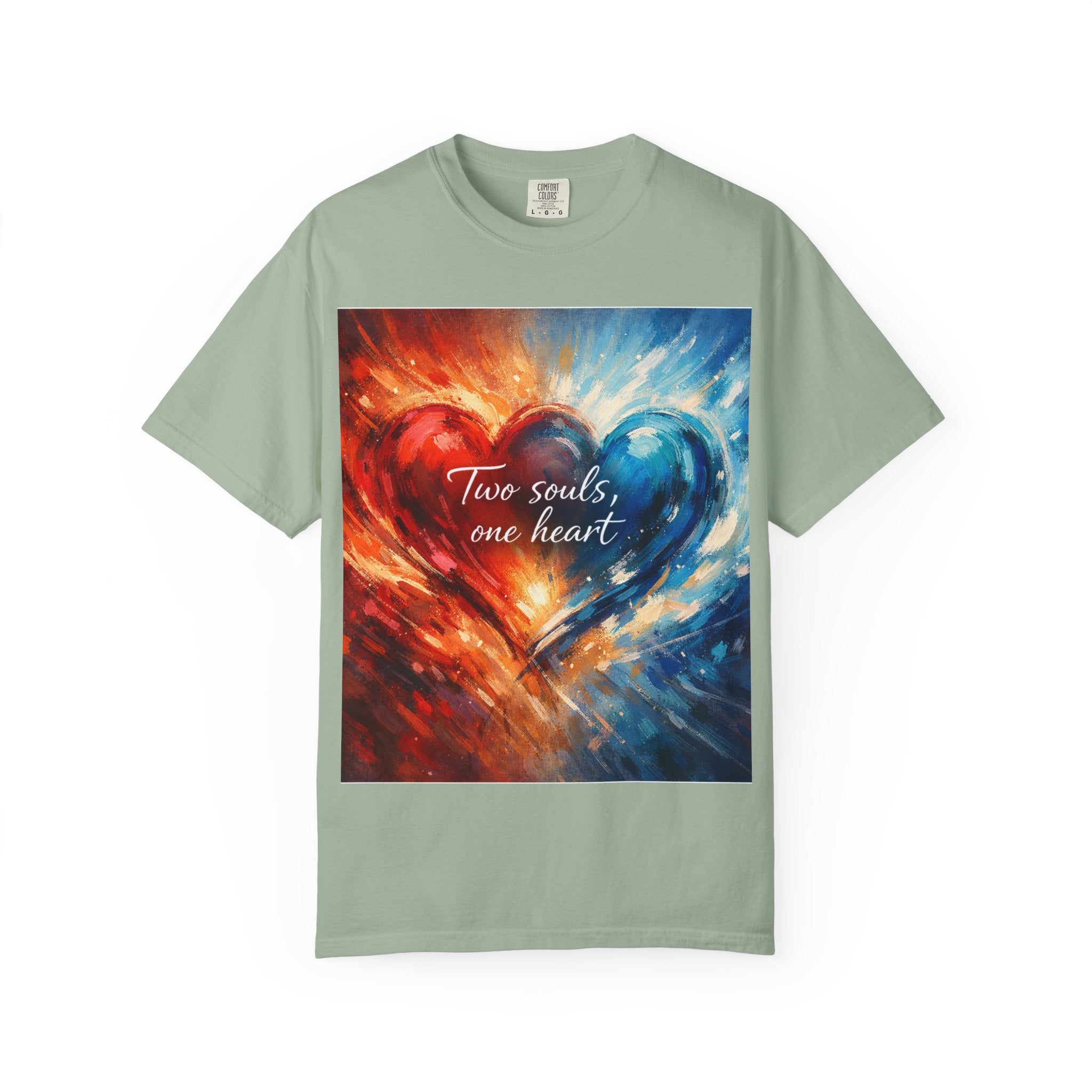 Two Souls One Heart Fiery and Ocean Heart Art T-Shirt