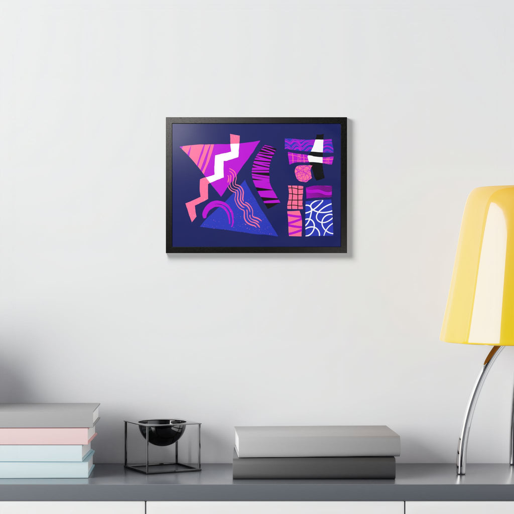 Abstract Geometric Framed Poster — Pink & Purple Modern Wall Art