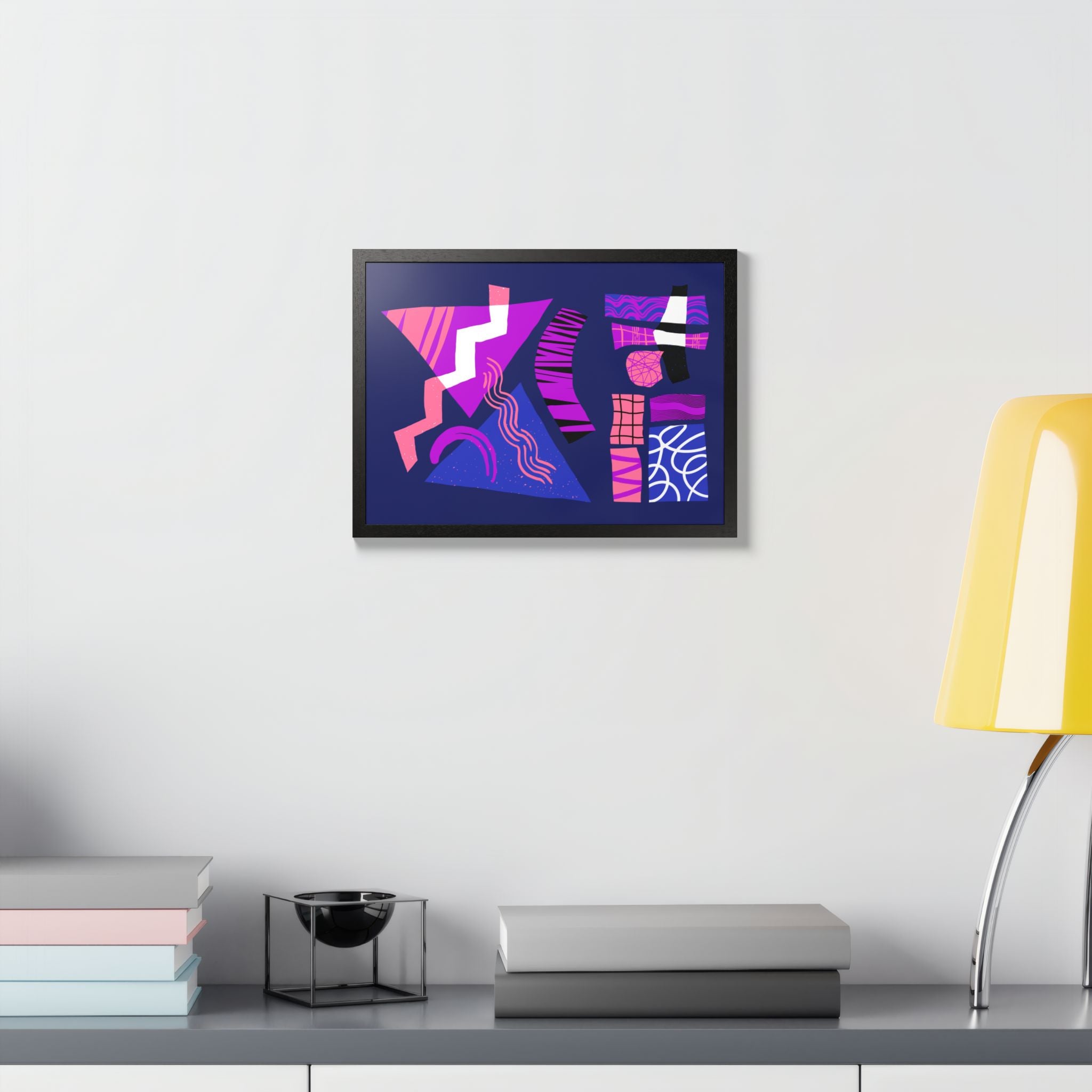 Abstract Geometric Framed Poster — Pink & Purple Modern Wall Art