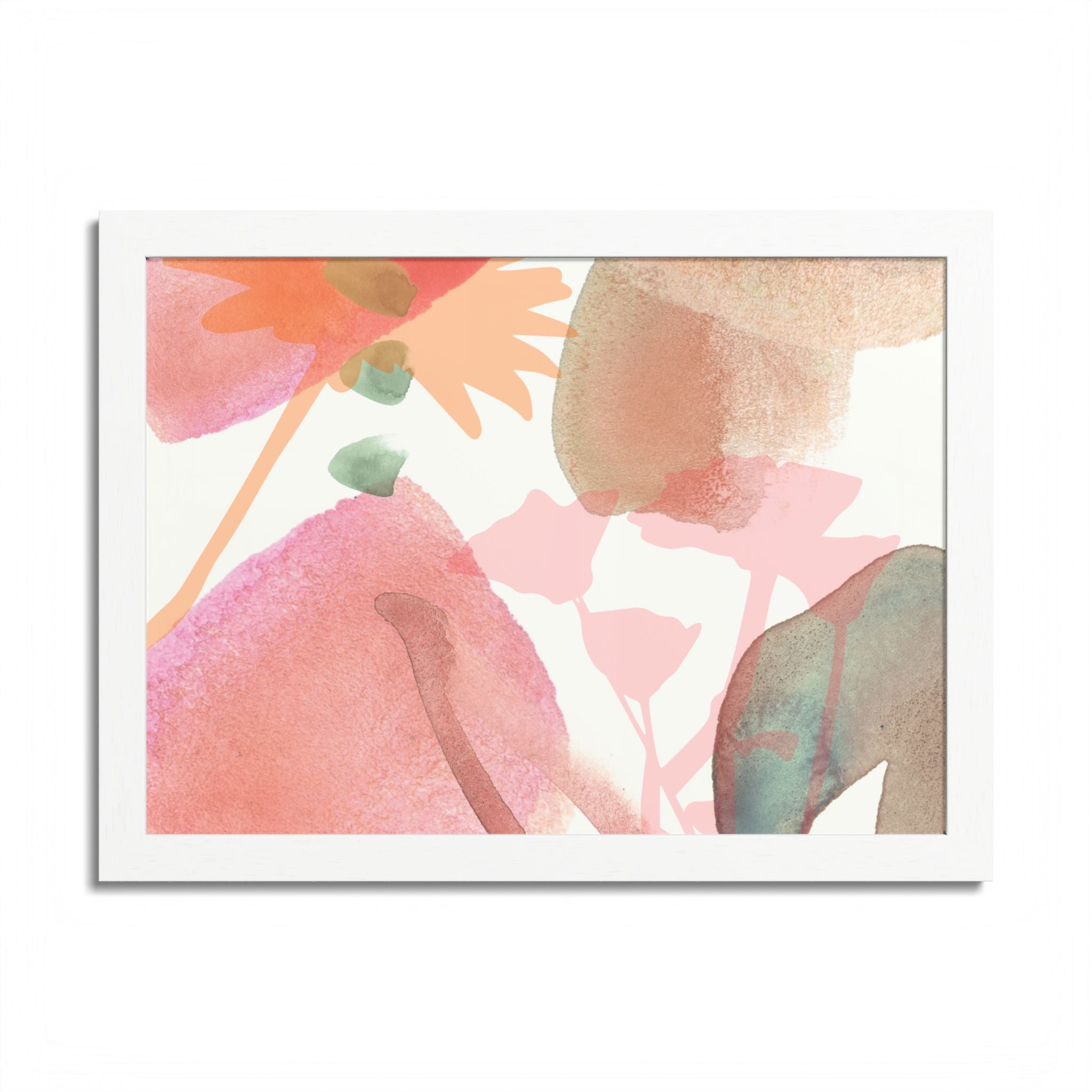 Multi-Color Abstract & Floral Design Framed Poster