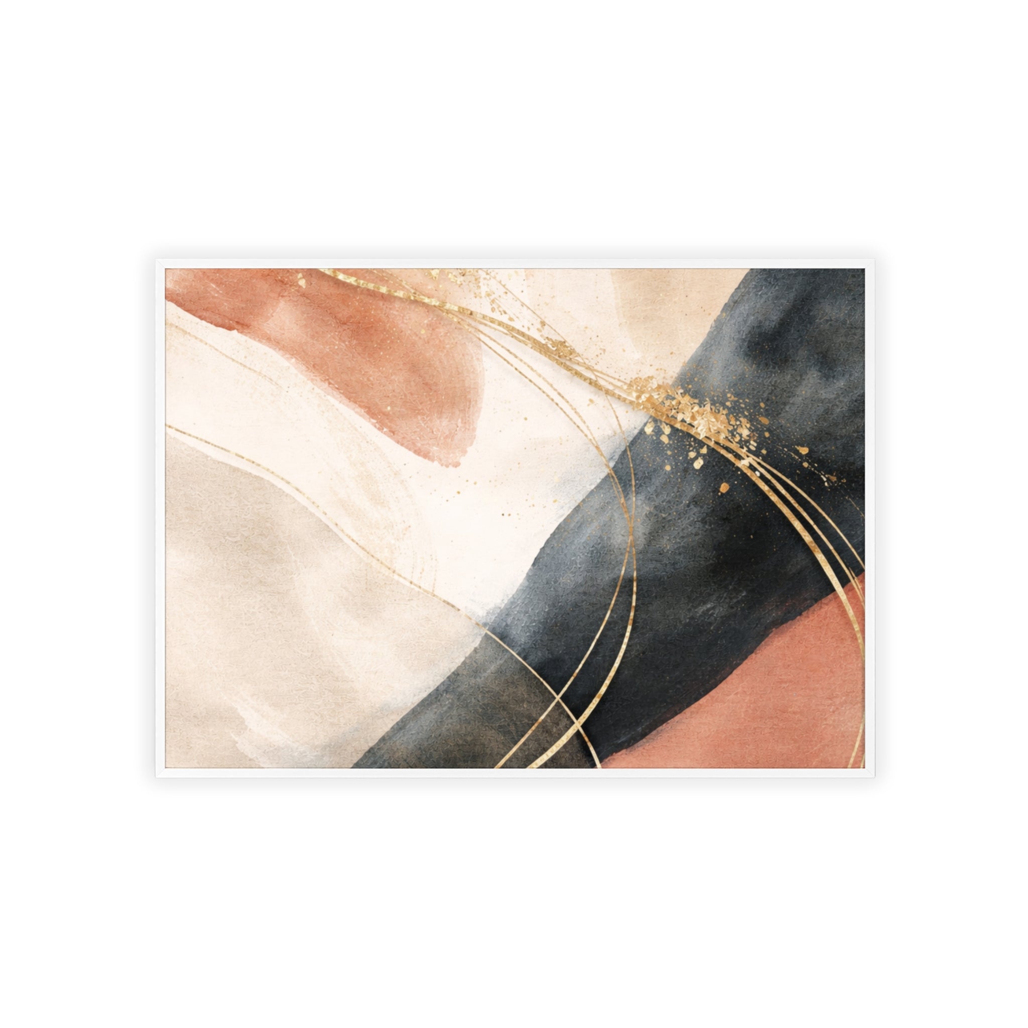 Abstract Gold Arc Framed Poster Modern Watercolor Wall Art