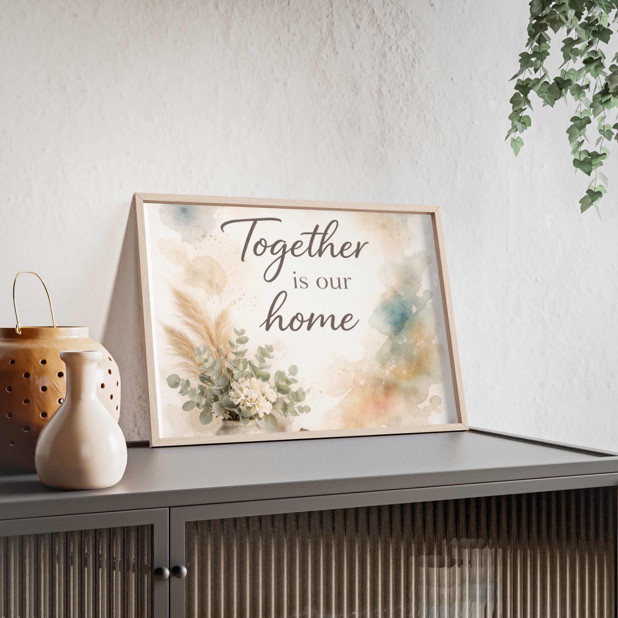 Together Is Our Home Framed Poster Cozy Watercolor Floral Wall Art
