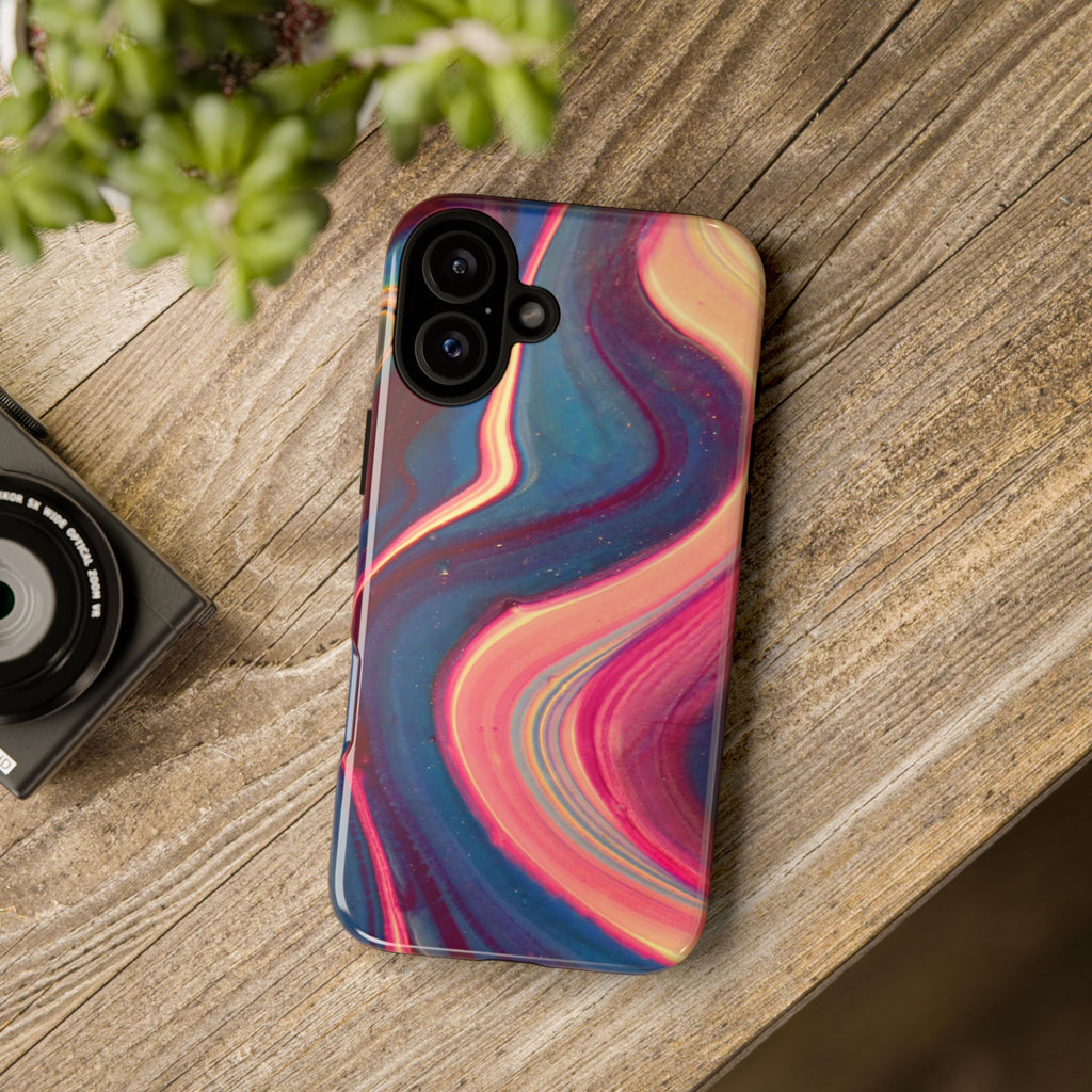 Colorful Wavy Marble Swirl Protective Phone Case