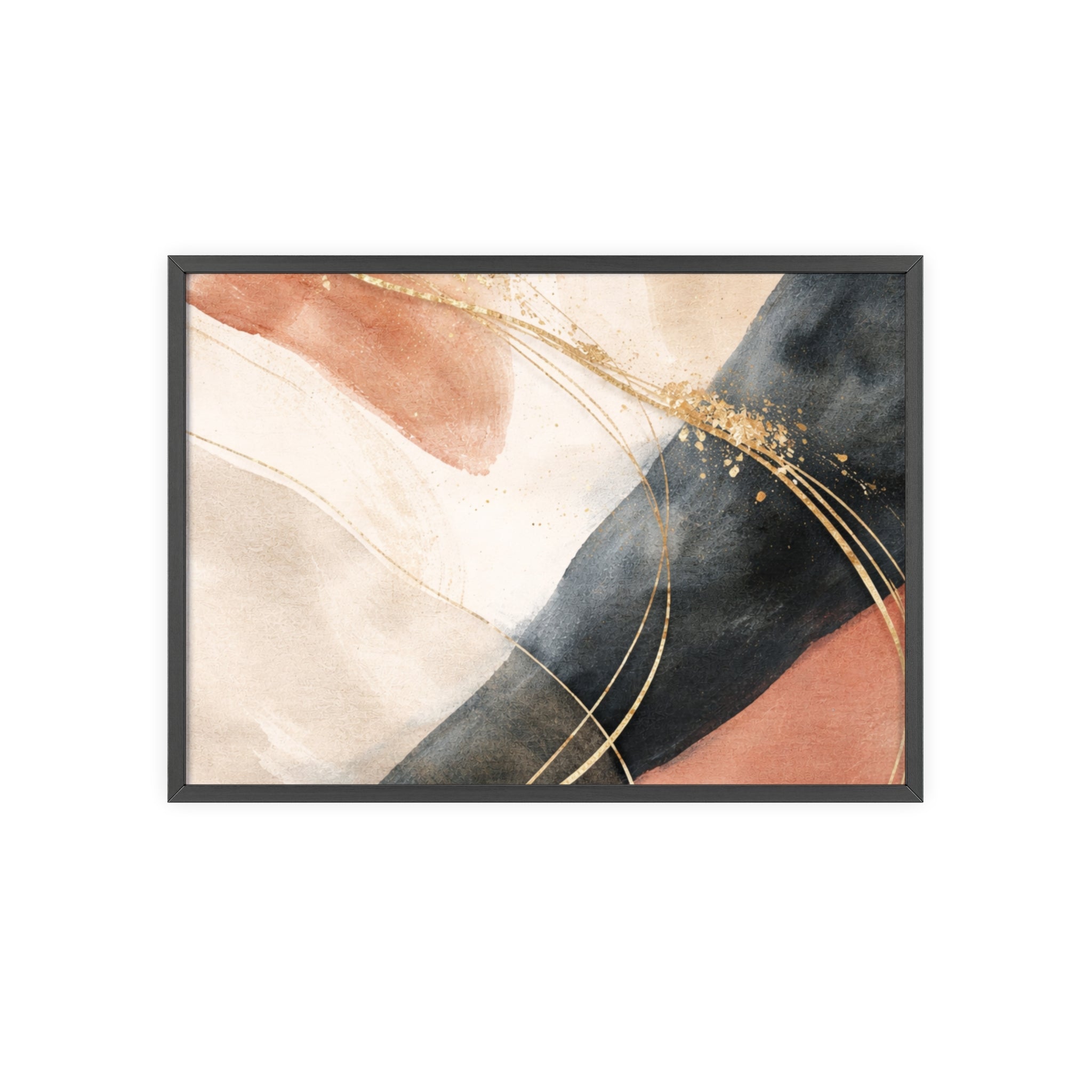 Abstract Gold Arc Framed Poster Modern Watercolor Wall Art
