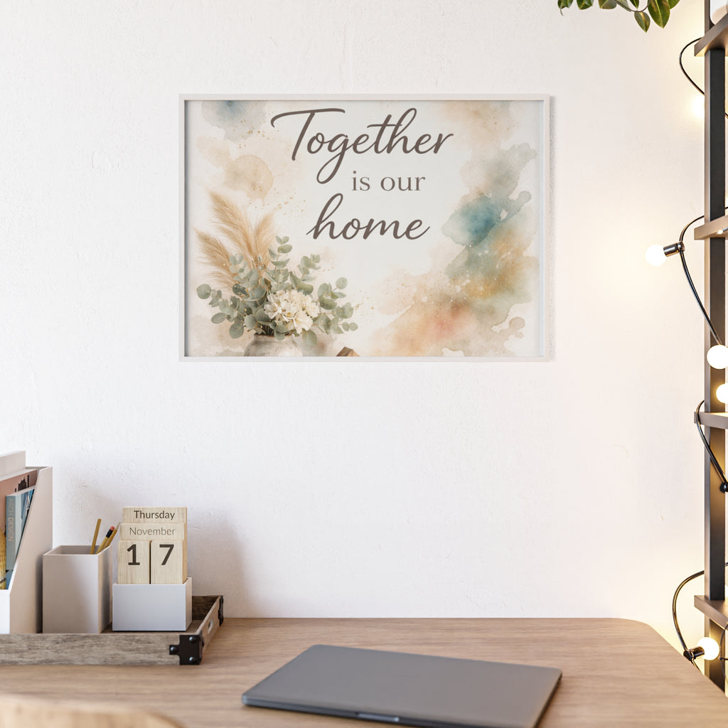 Together Is Our Home Framed Poster Cozy Watercolor Floral Wall Art