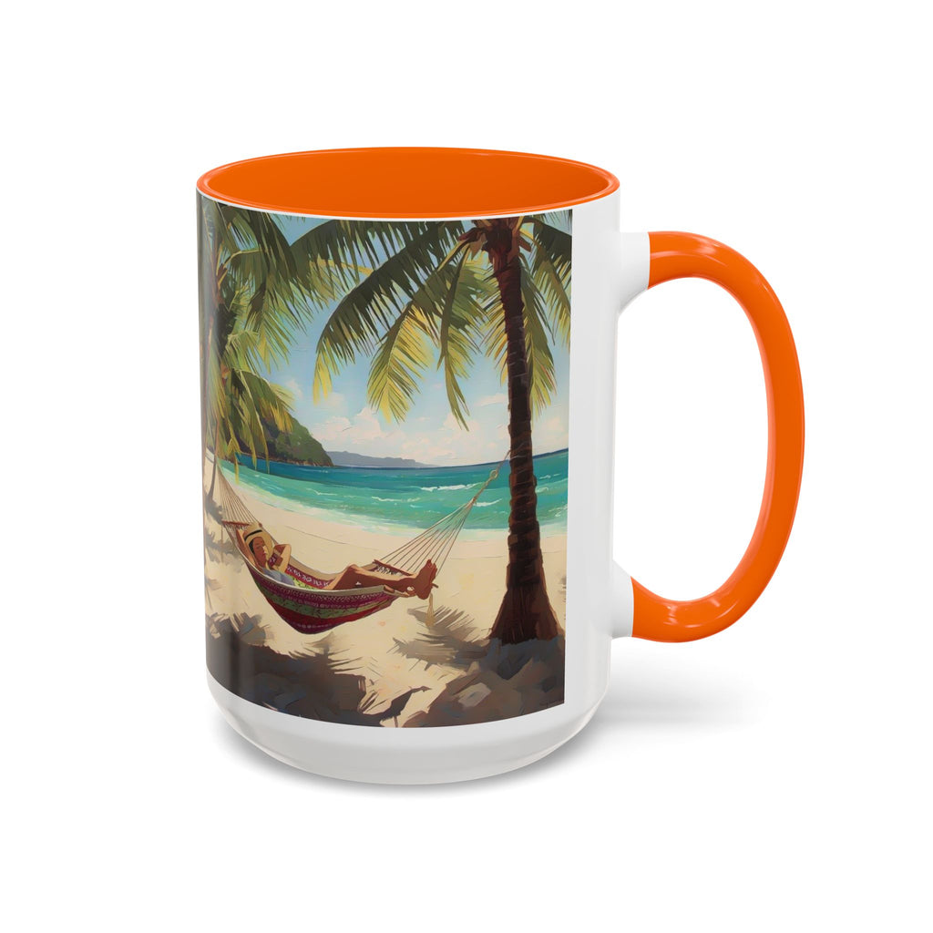 Tropical Beach Palm Trees & Hammock Coffee Mug