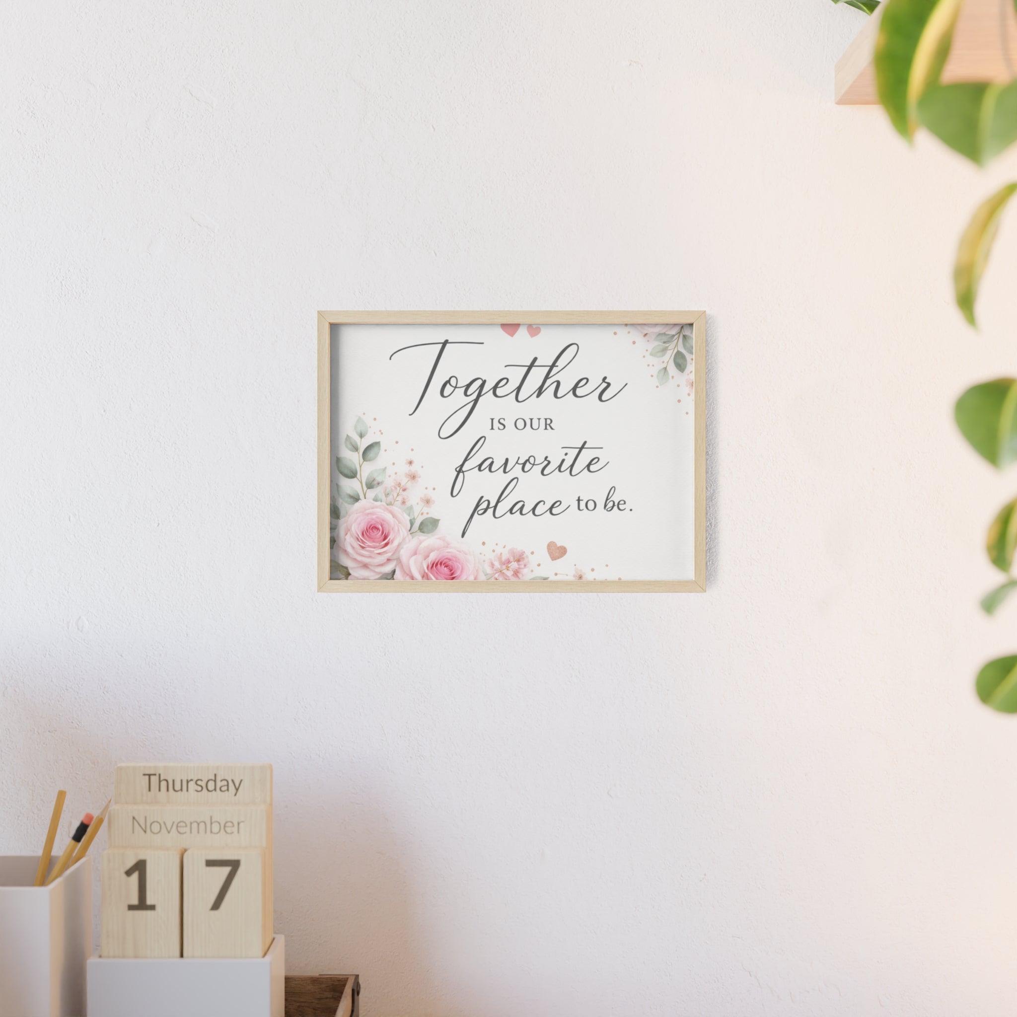 Together Is Our Favorite Place To Be Framed Floral Wall Art