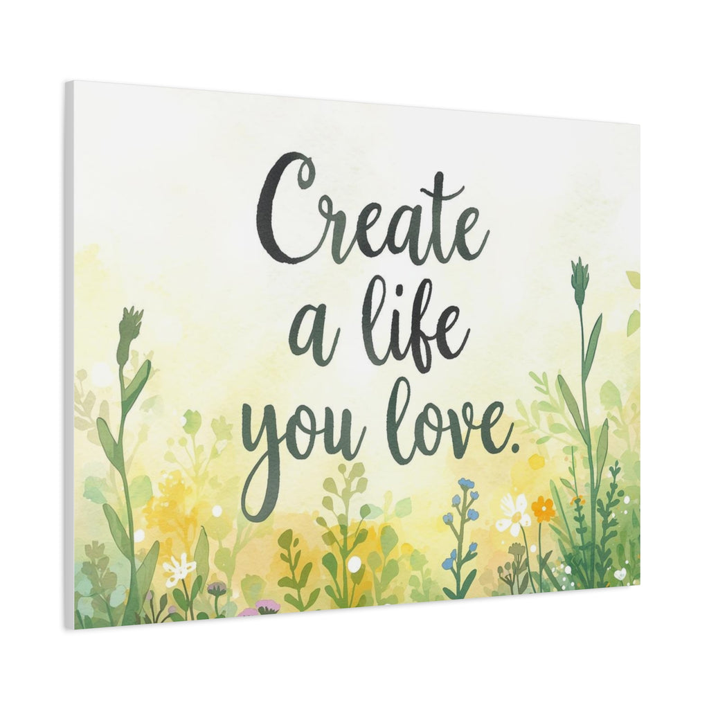 Create a Life You Love Inspirational Floral Matte Canvas Wall Art