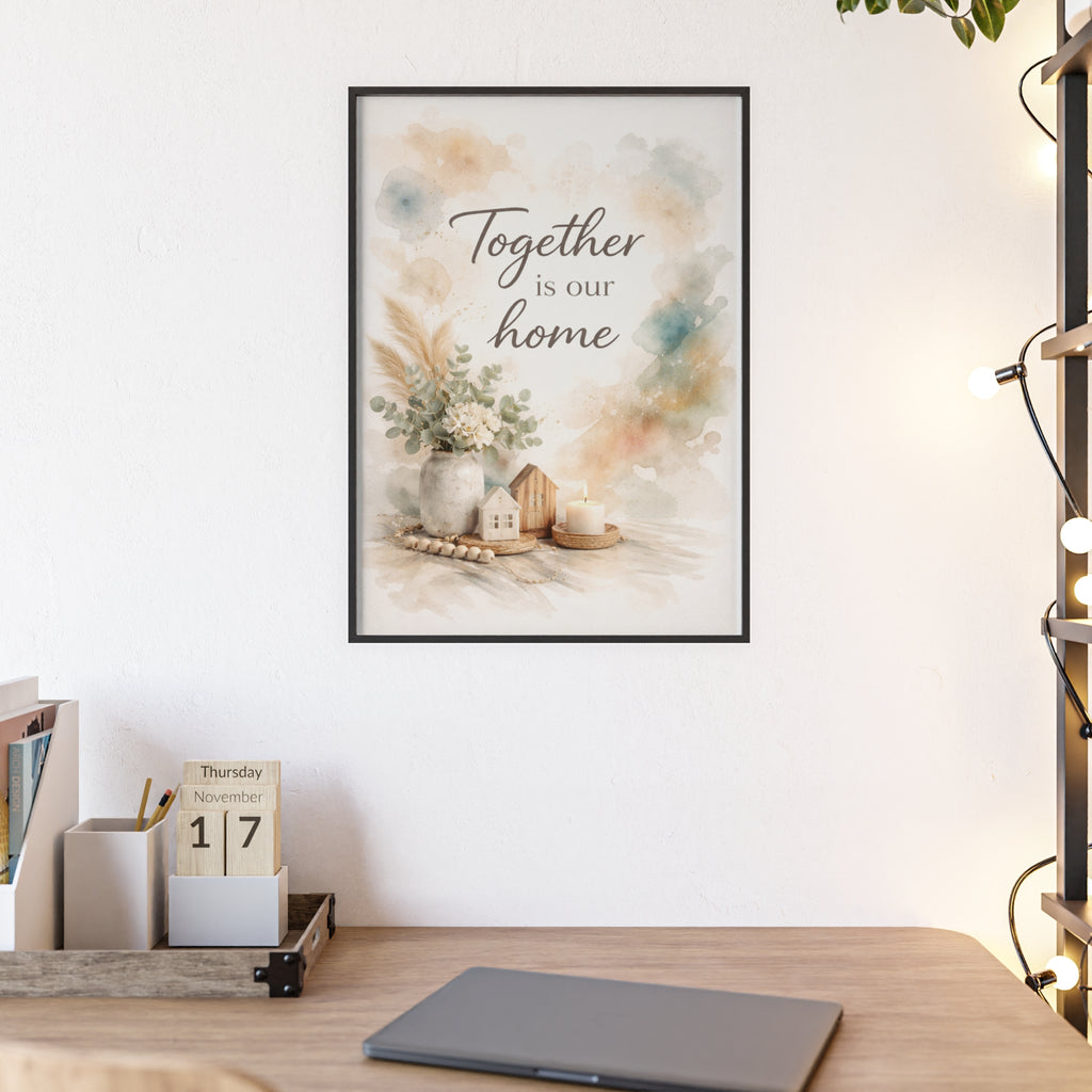 Together Is Our Home Framed Poster Cozy Watercolor Floral Wall Art