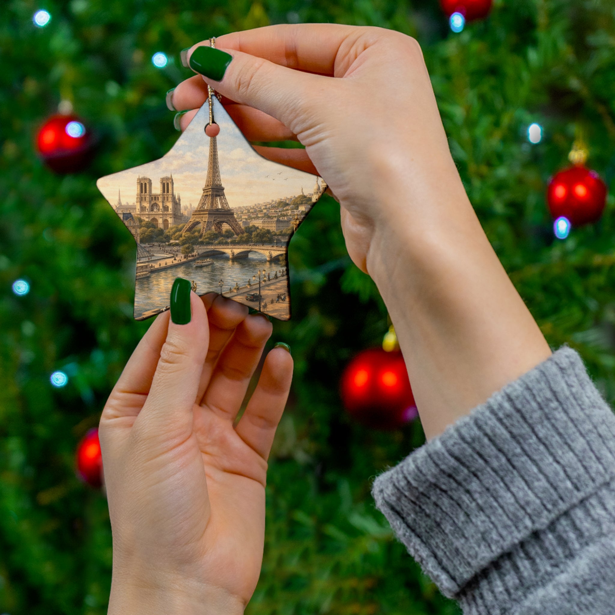 Paris Eiffel Tower Star-Shaped Ceramic Ornament
