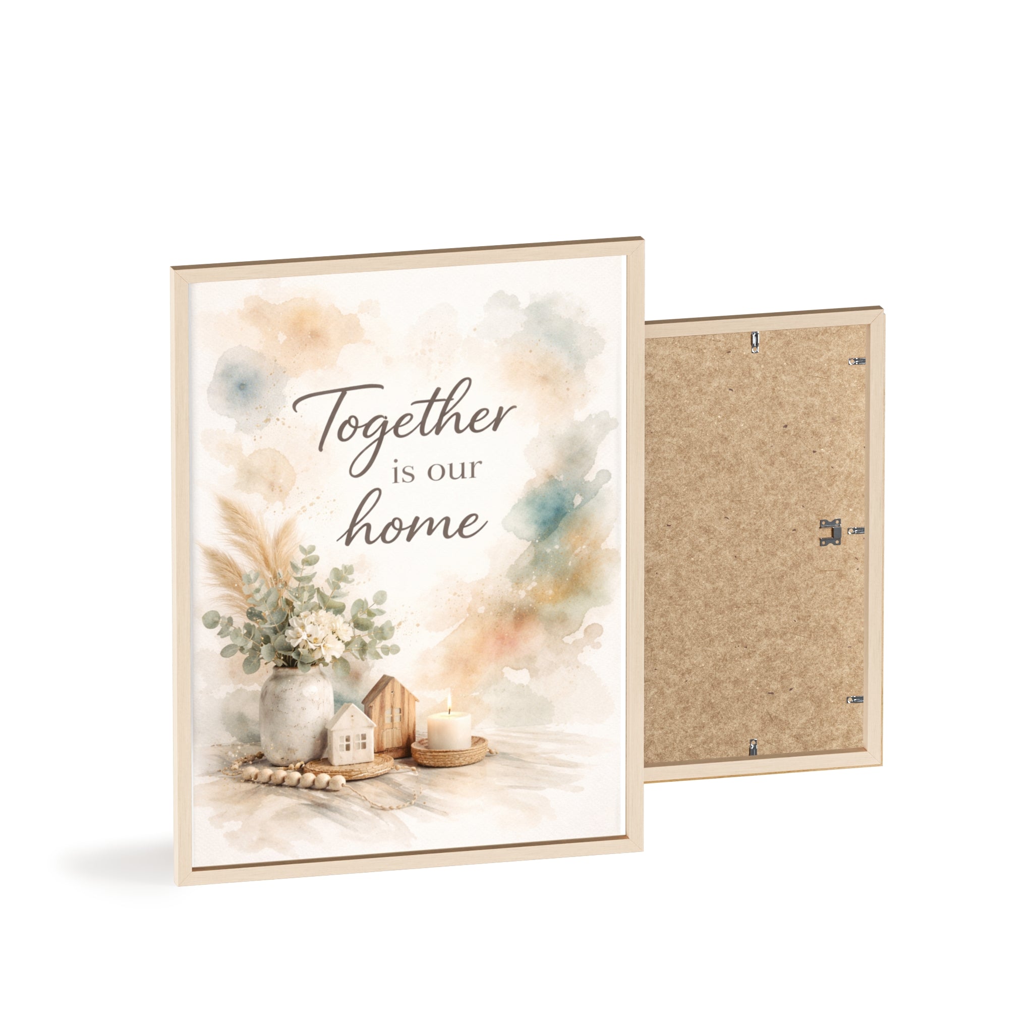 Together Is Our Home Framed Poster Cozy Watercolor Floral Wall Art