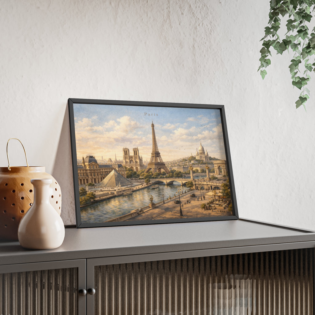 Paris Eiffel Tower Wood Framed Poster