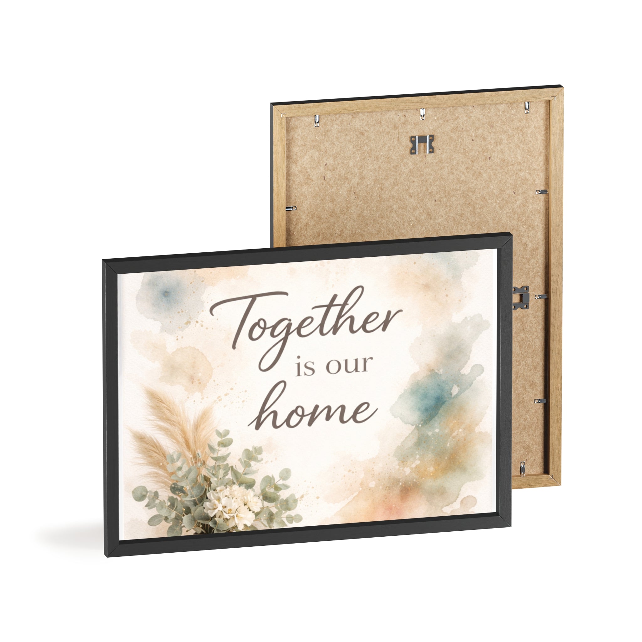 Together Is Our Home Framed Poster Cozy Watercolor Floral Wall Art