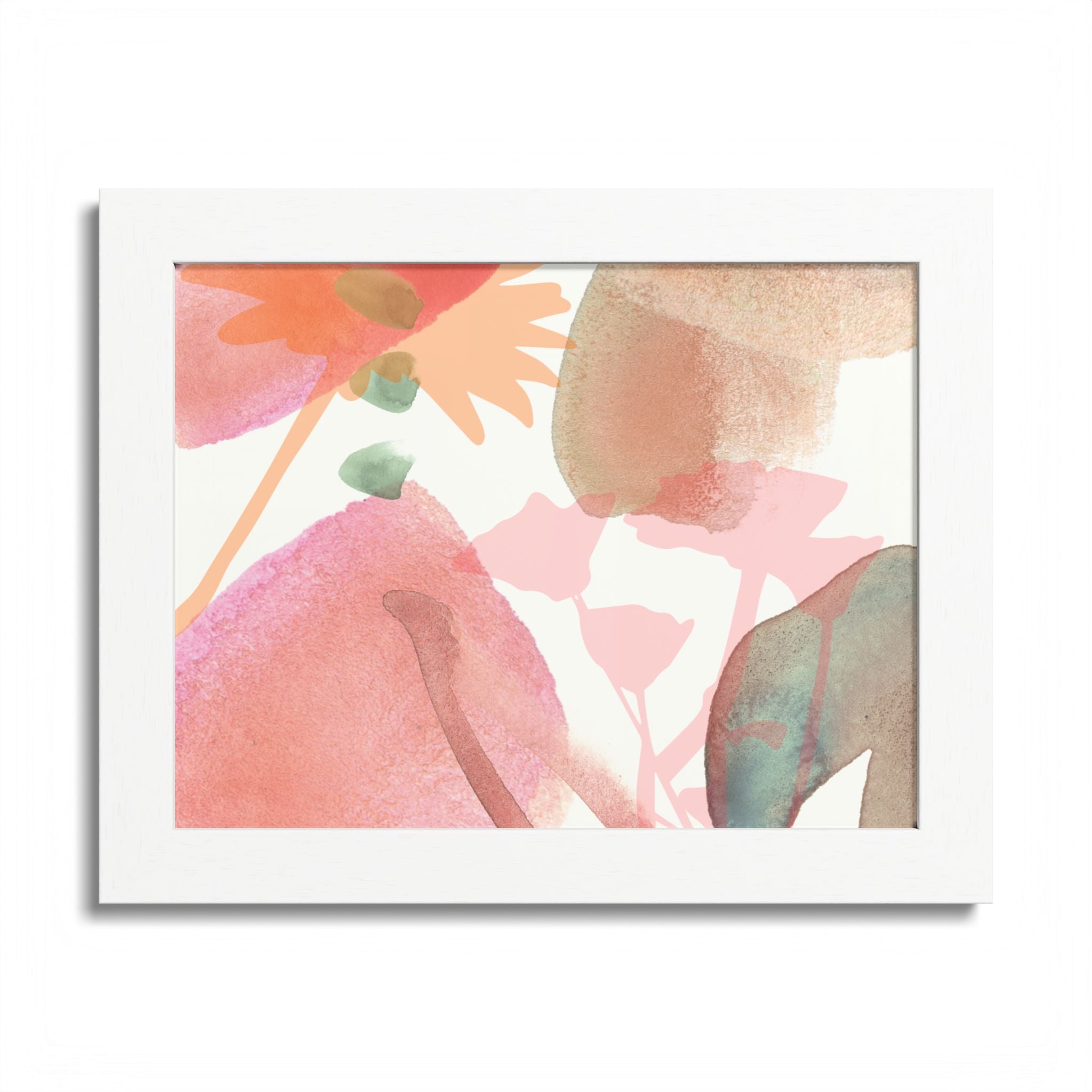 Multi-Color Abstract & Floral Design Framed Poster