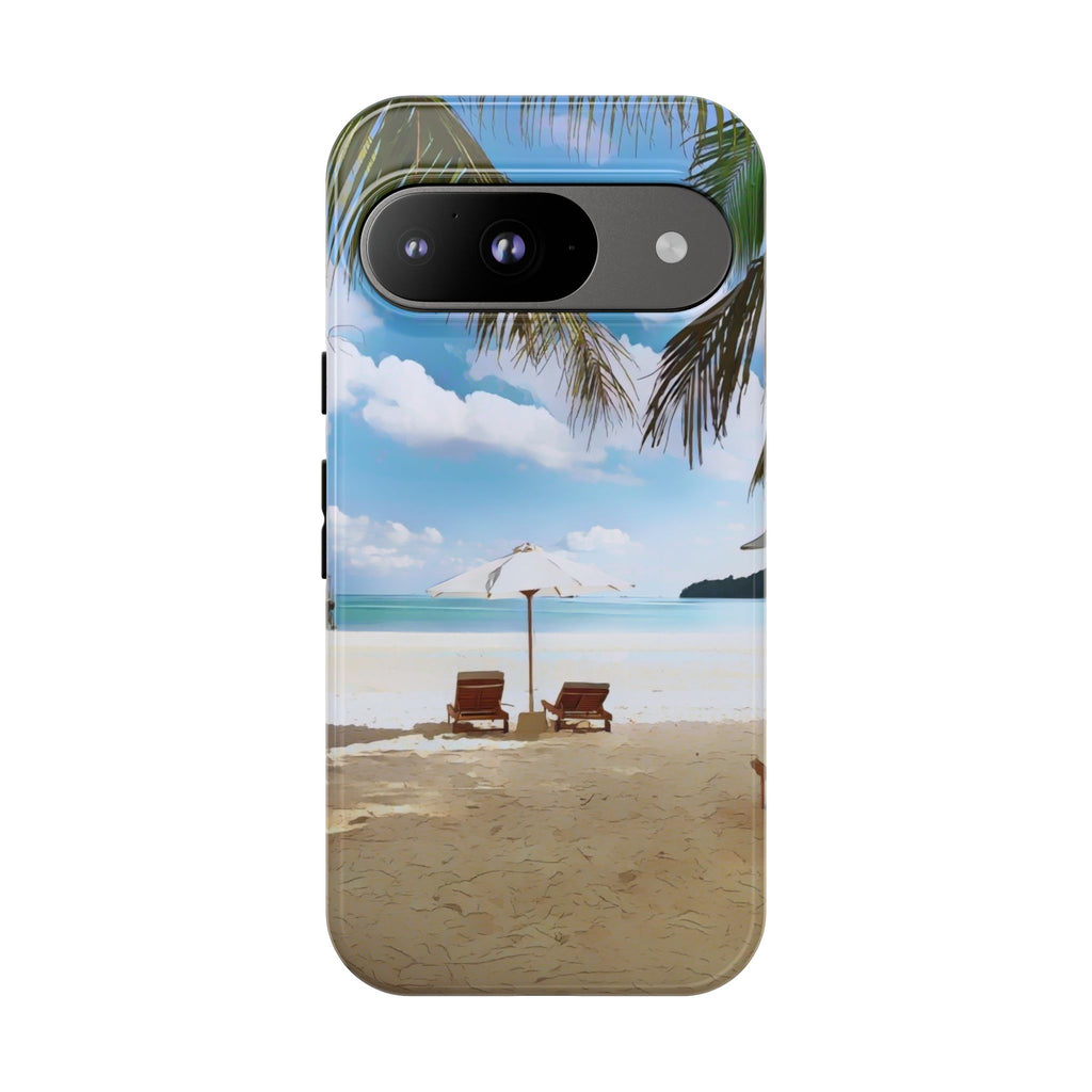 Beach Paradise Tropical Palm Beach Scene Tough Phone Case