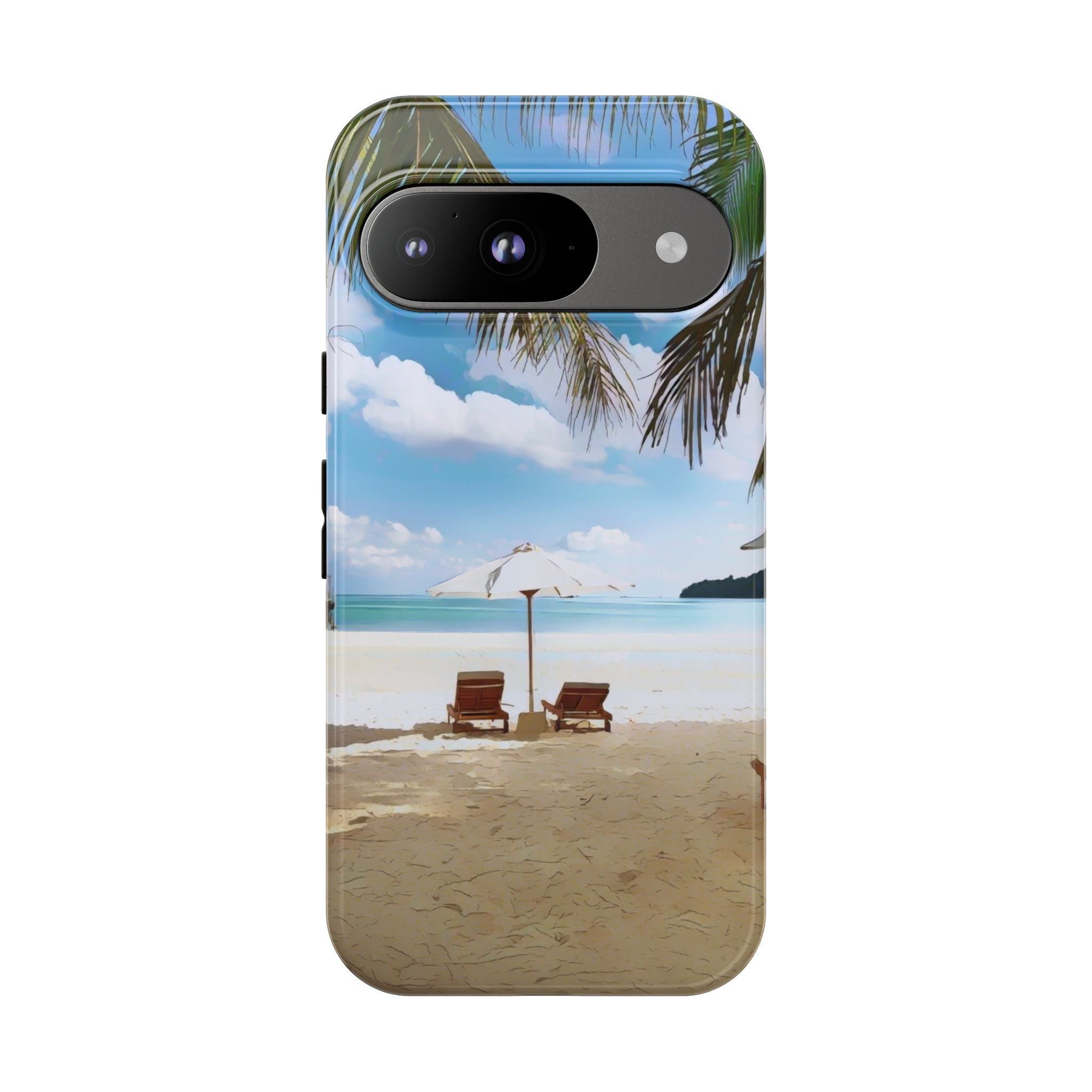 Beach Paradise Tropical Palm Beach Scene Tough Phone Case