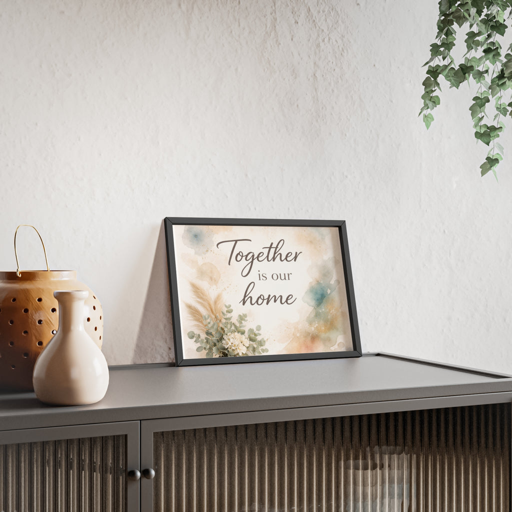 Together Is Our Home Framed Poster Cozy Watercolor Floral Wall Art