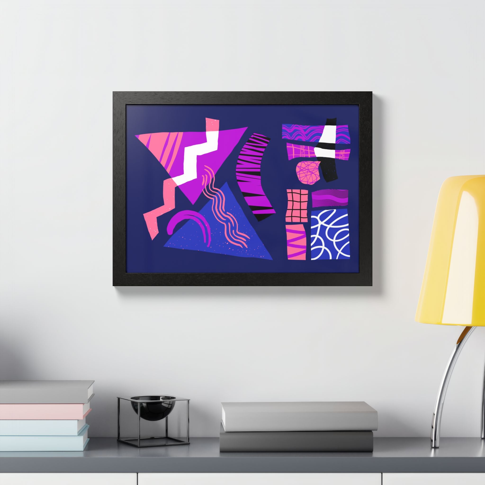 Abstract Geometric Framed Poster — Pink & Purple Modern Wall Art