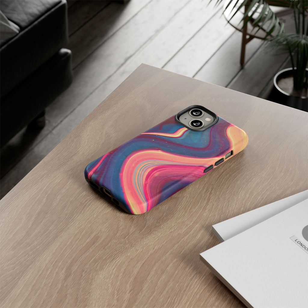 Colorful Wavy Marble Swirl Protective Phone Case