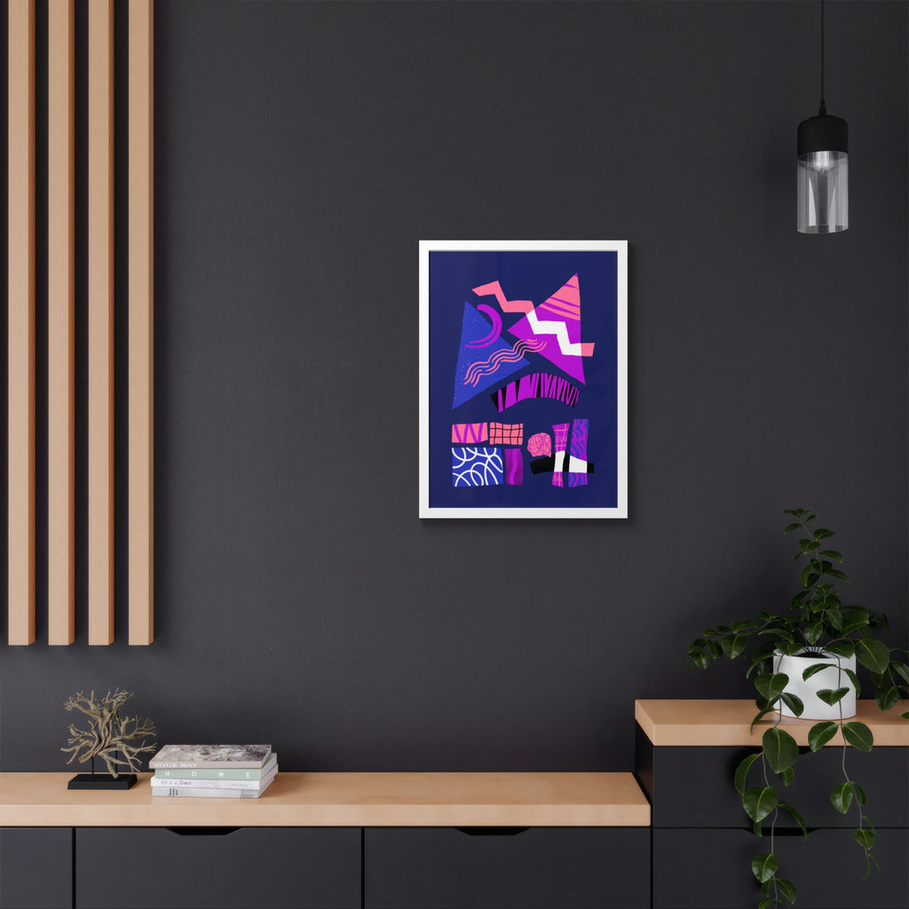 Abstract Geometric Framed Poster — Pink & Purple Modern Wall Art